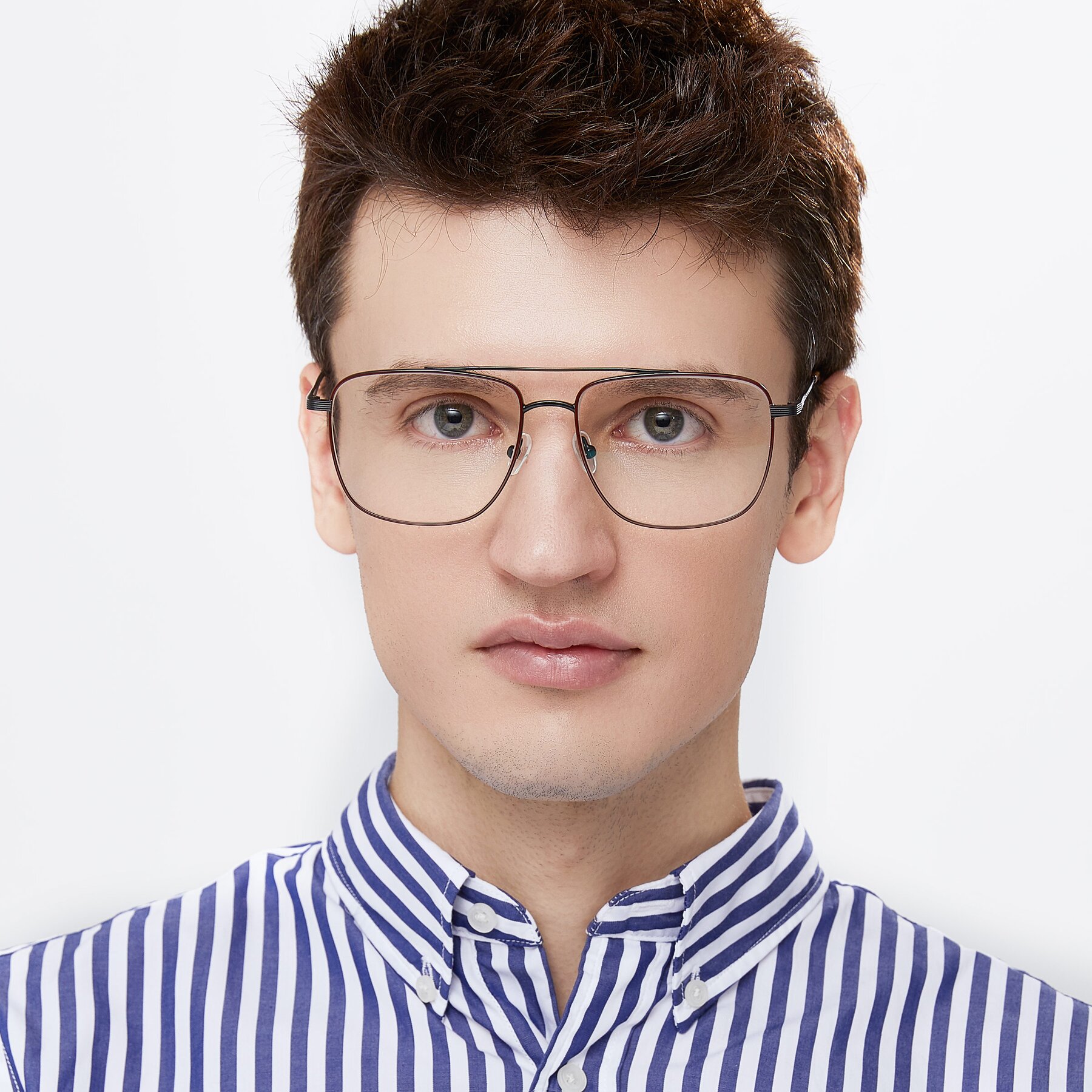 Men's lifestyle photography of 9519 in Brown-Black with Clear Eyeglass Lenses