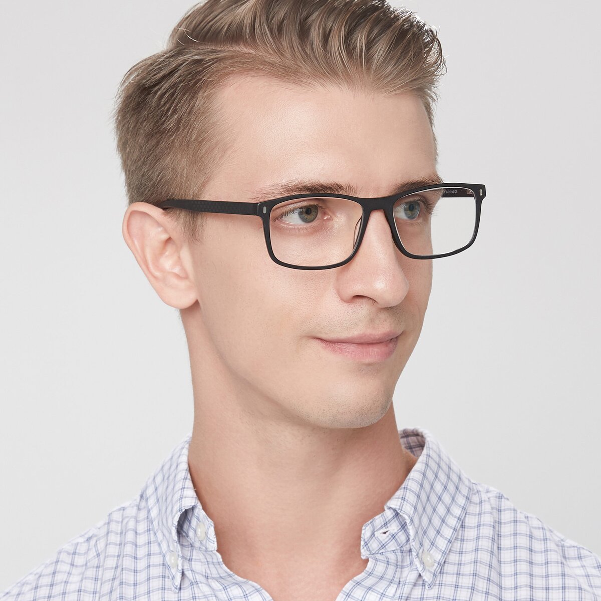 Black Classic Acetate Rectangle Blue Light Glasses - 17474