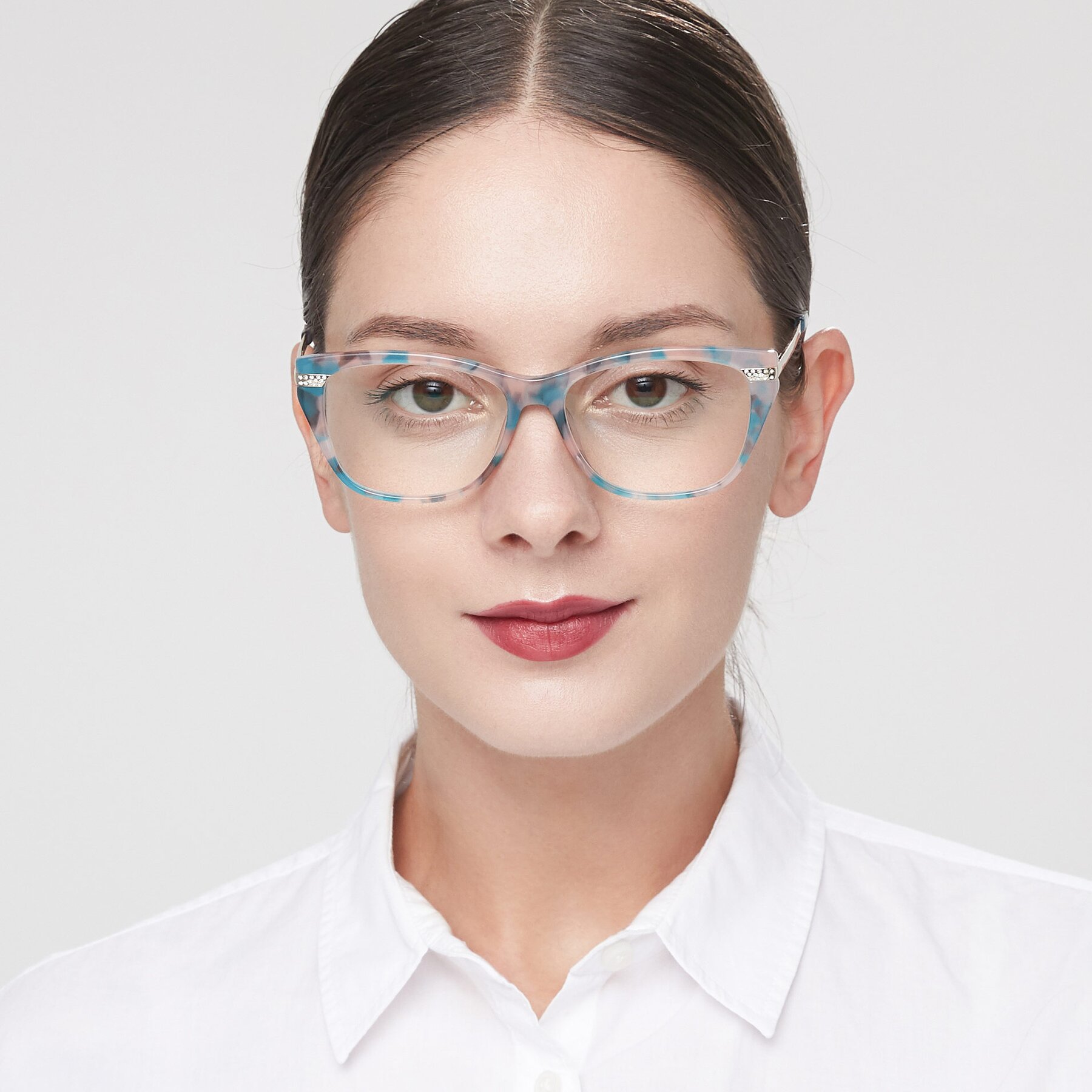 Women's lifestyle photography of 17515 in Floral with Clear Reading Eyeglass Lenses