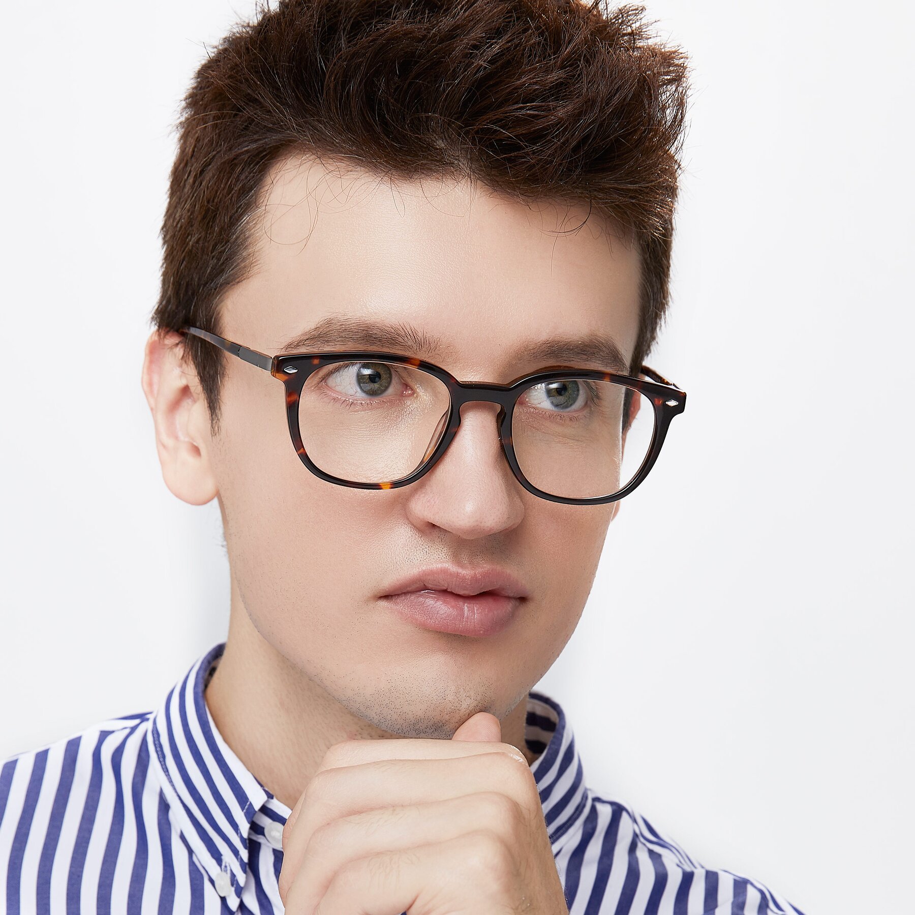 Men's lifestyle photography of 17578 in Tortoise with Clear Reading Eyeglass Lenses