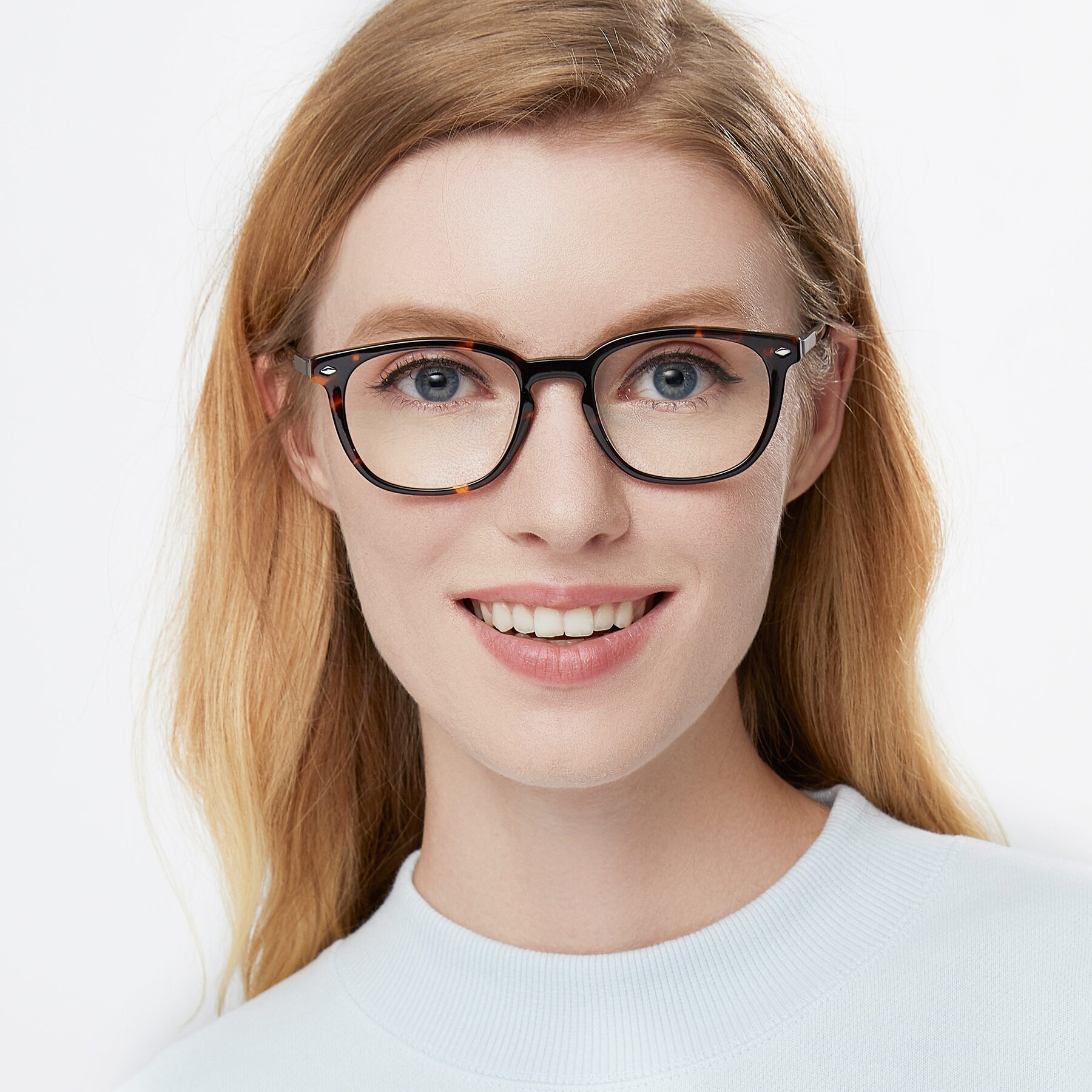 Women's lifestyle photography of 17578 in Tortoise with Clear Eyeglass Lenses
