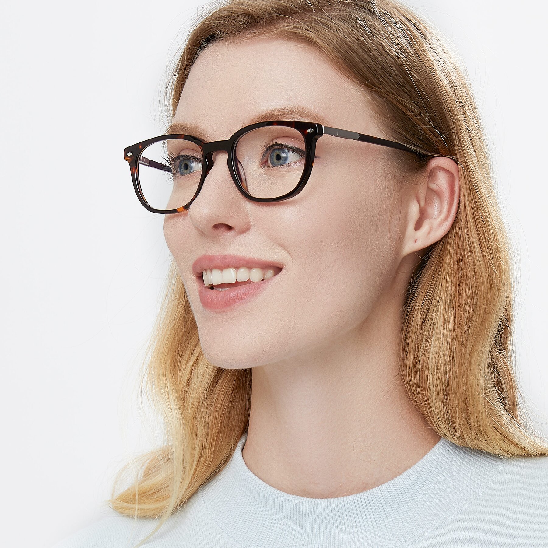 Women's lifestyle photography of 17578 in Tortoise with Clear Eyeglass Lenses