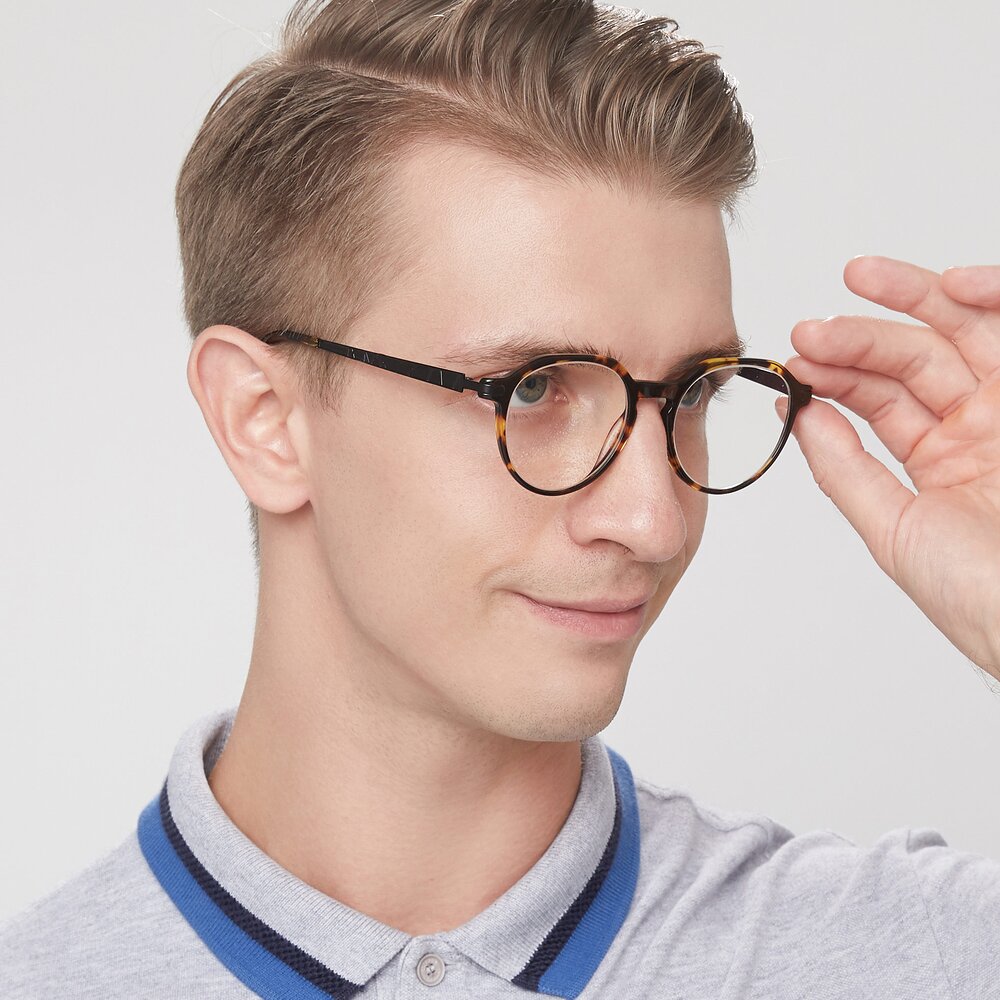 Tortoise Hipster Acetate Geometric Eyeglasses - 17643