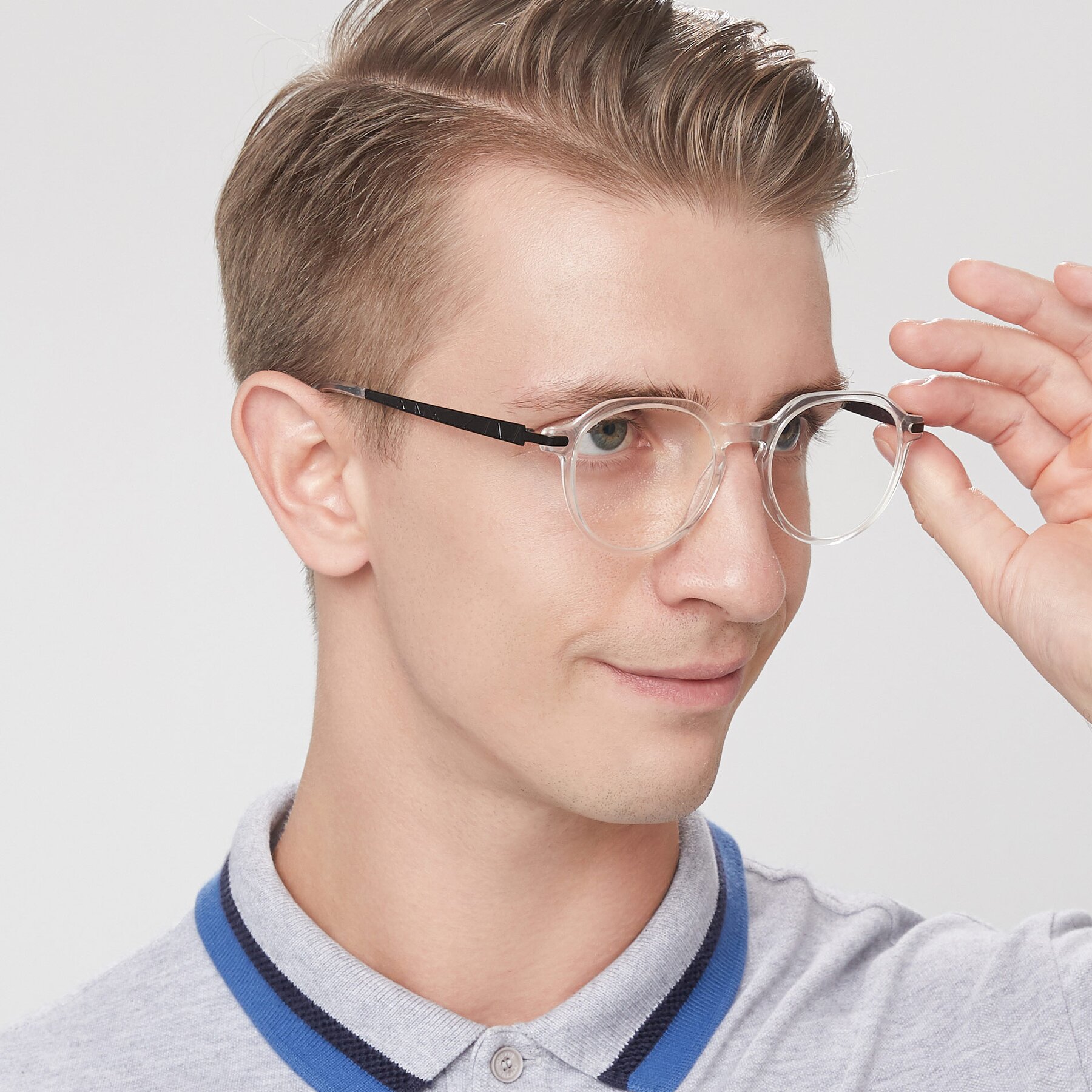 Men's lifestyle photography of 17643 in Clear with Clear Reading Eyeglass Lenses