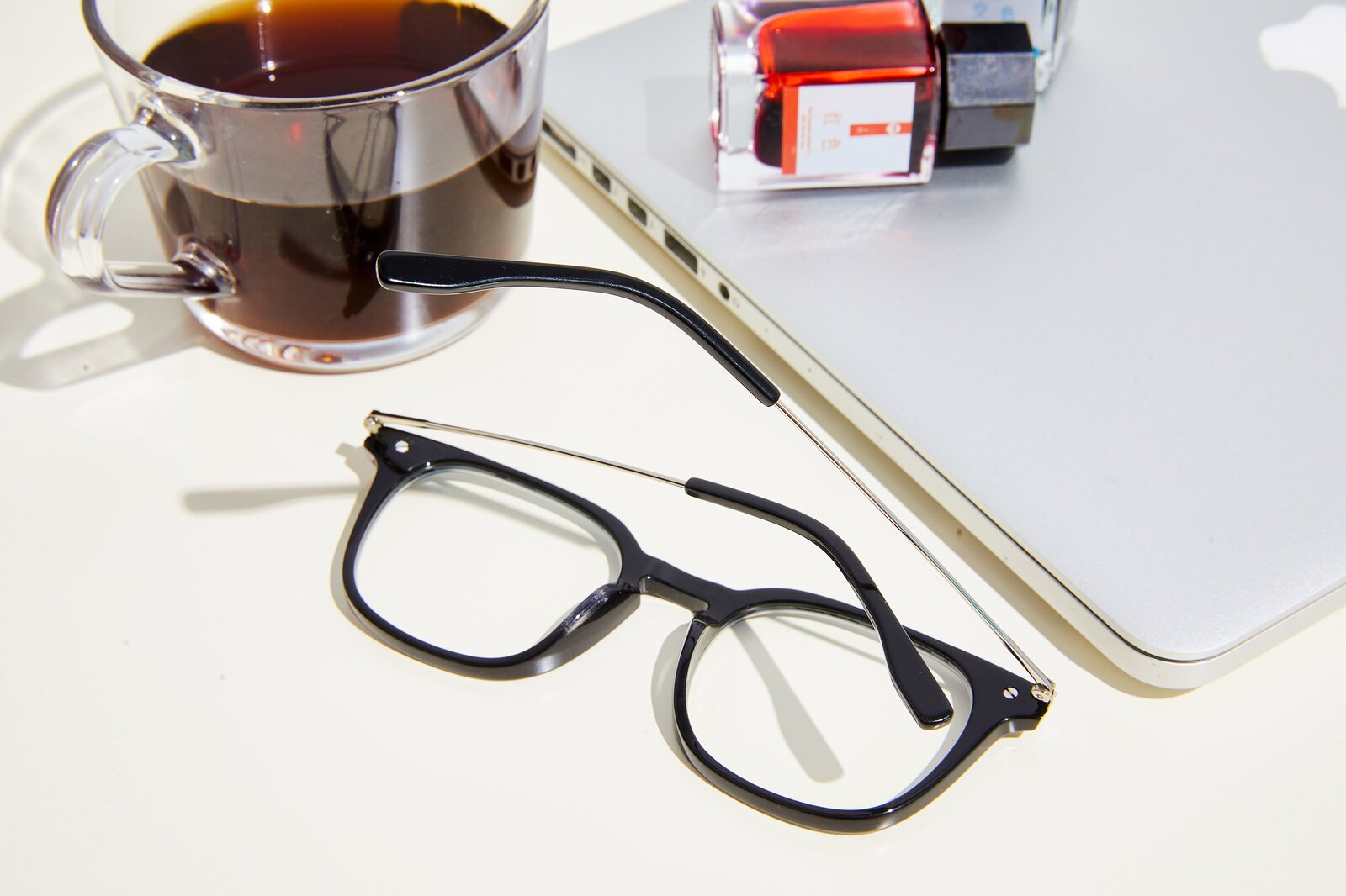 Black Oversized Keyhole Bridge Square Eyeglasses 17711