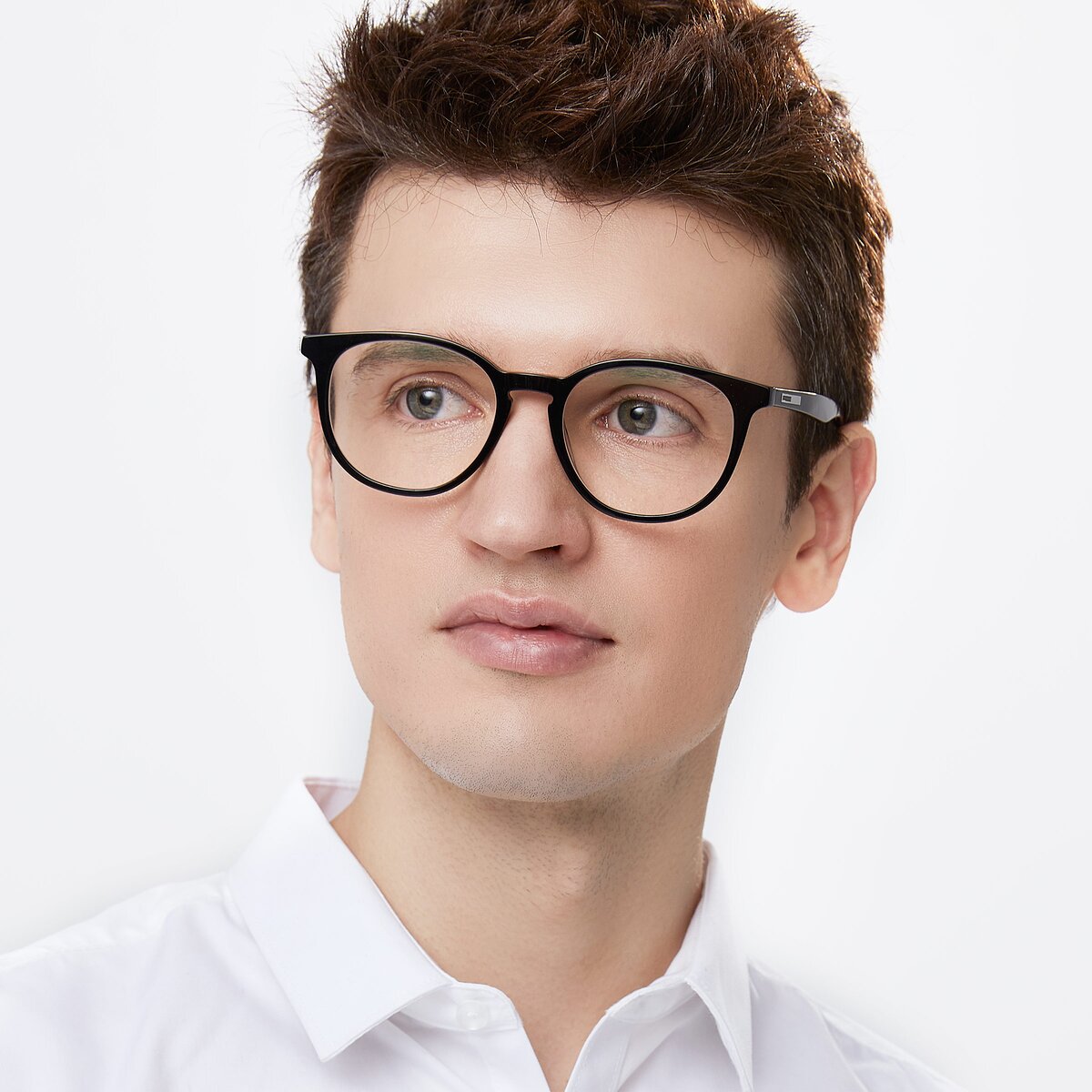 Black Keyhole Bridge Acetate Trapezoid Blue Light Glasses 17721