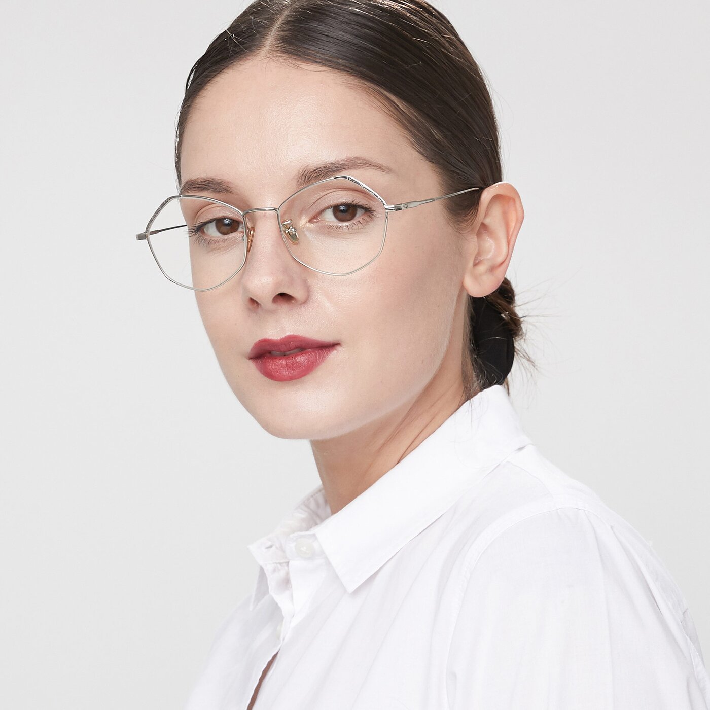 Silver RetroVintage Titanium Geometric Eyeglasses Phoenix