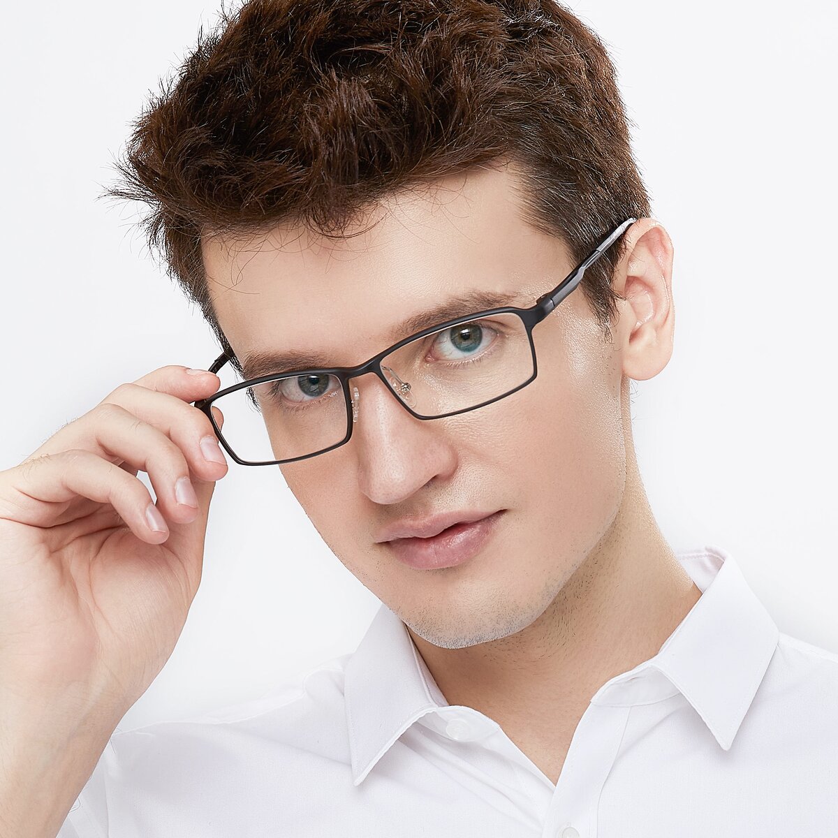 Black Wide Magnesium Alloy Rectangle Eyeglasses - CX6287