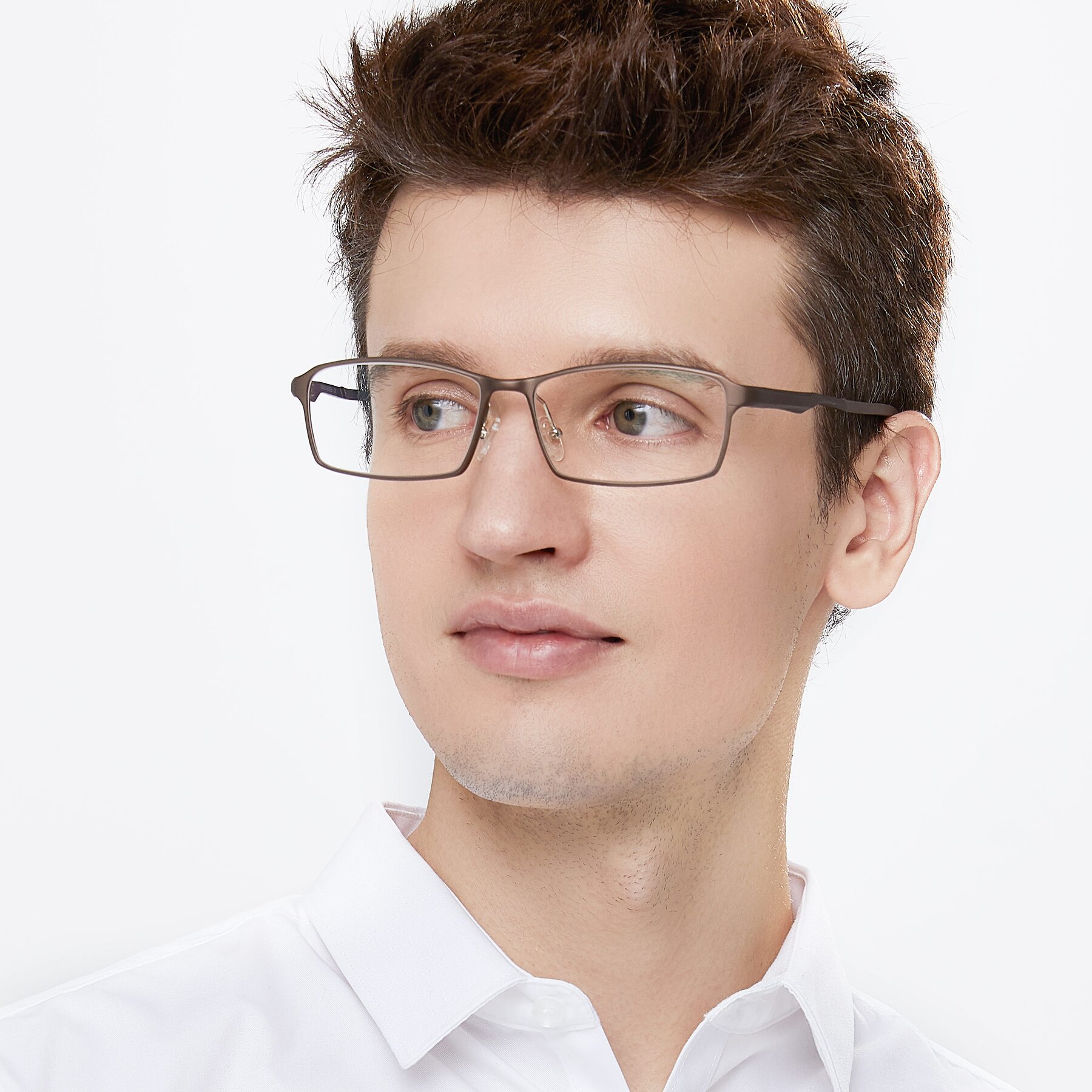 Men's lifestyle photography of CX6287 in Coffee with Clear Reading Eyeglass Lenses