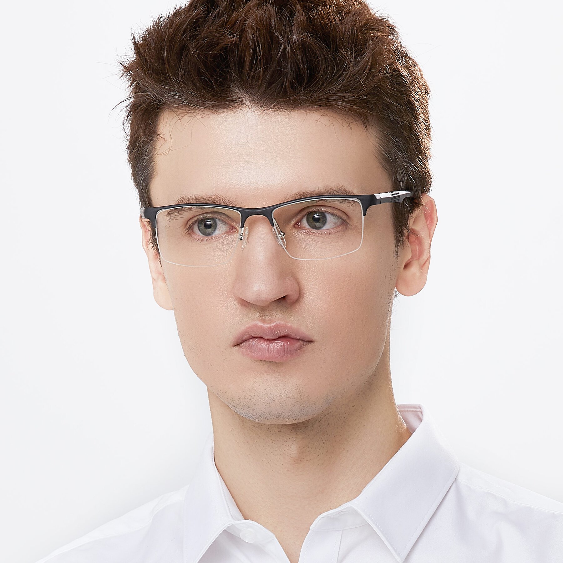 Men's lifestyle photography of XL9021 in Black with Clear Eyeglass Lenses