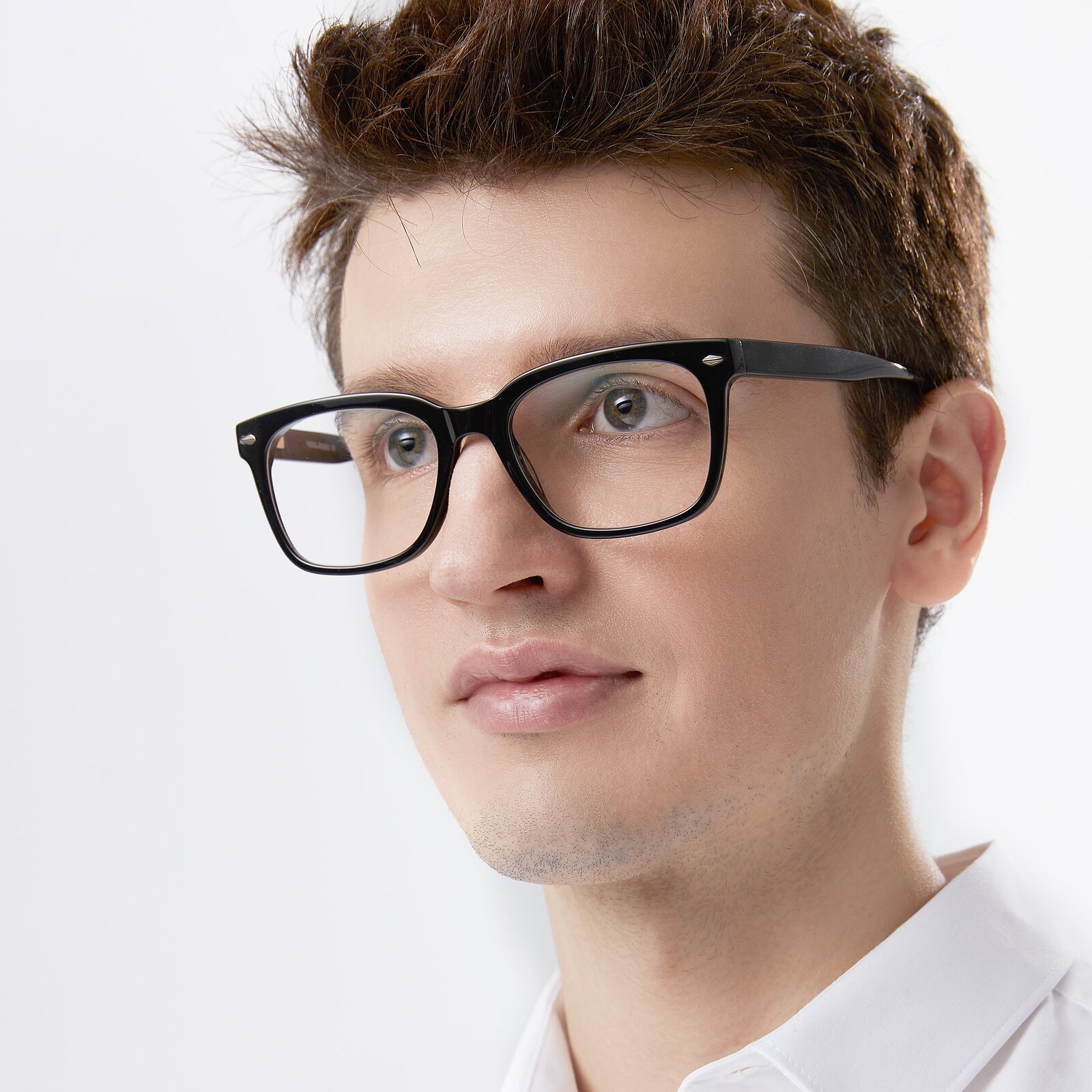 Black Wide Horn-Rimmed Acetate Eyeglasses - 1052