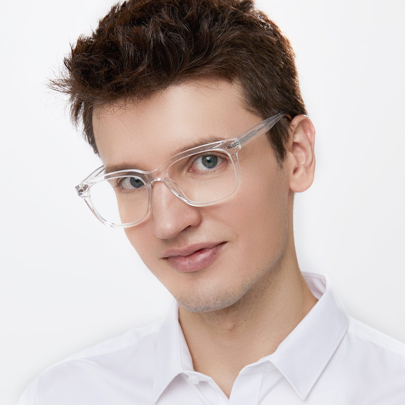 Clear Wide Horn-Rimmed Acetate Eyeglasses - 1052