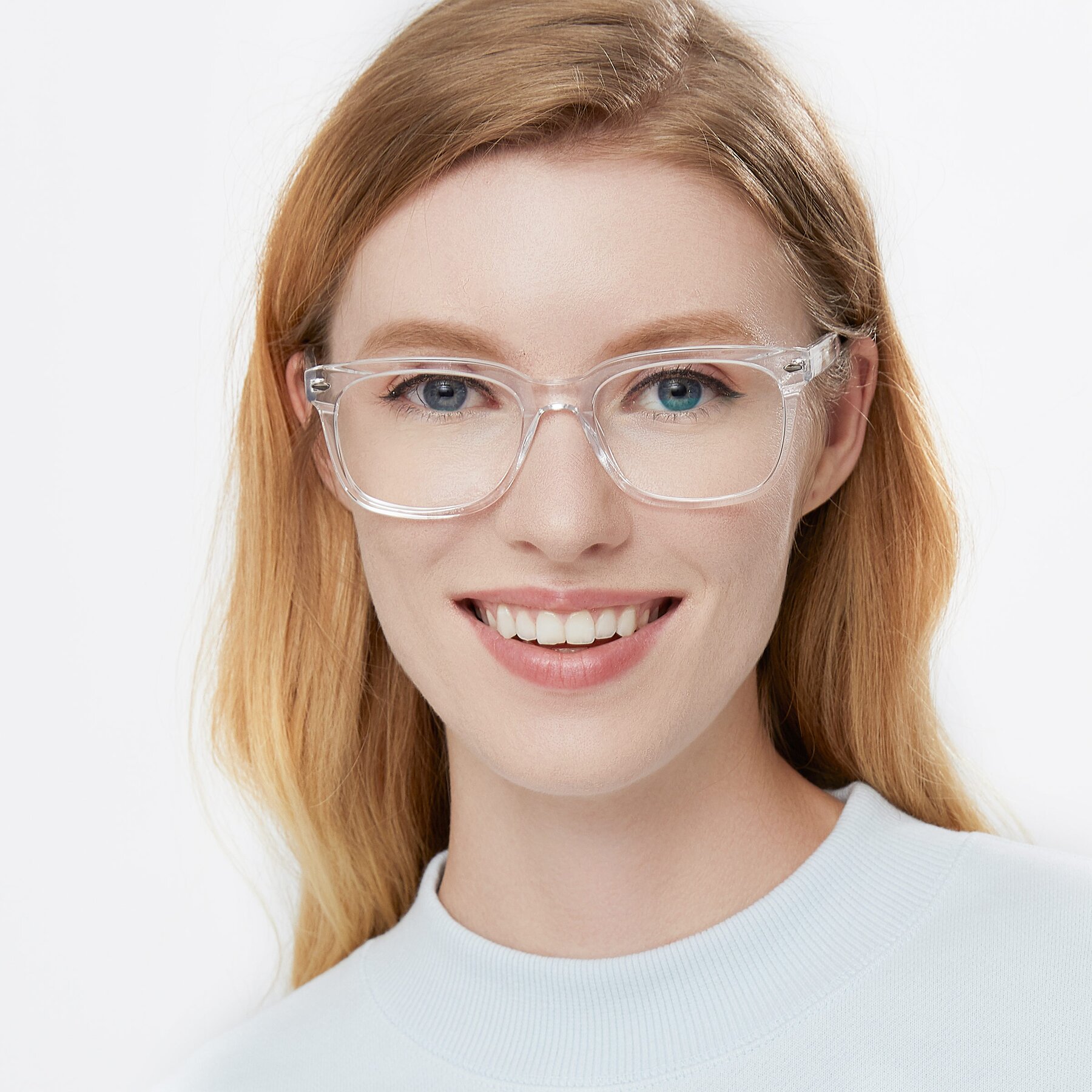 Women's lifestyle photography of 1052 in Clear with Clear Eyeglass Lenses
