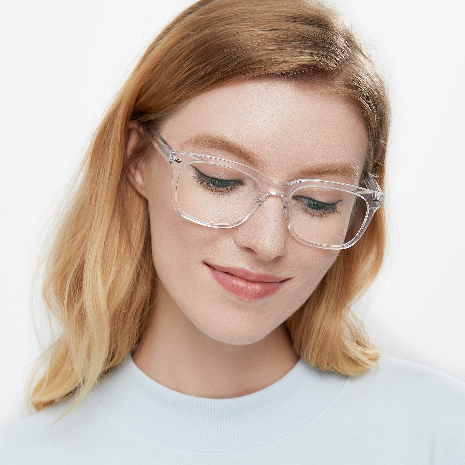 Women's lifestyle photography of 1052 in Clear with Clear Eyeglass Lenses