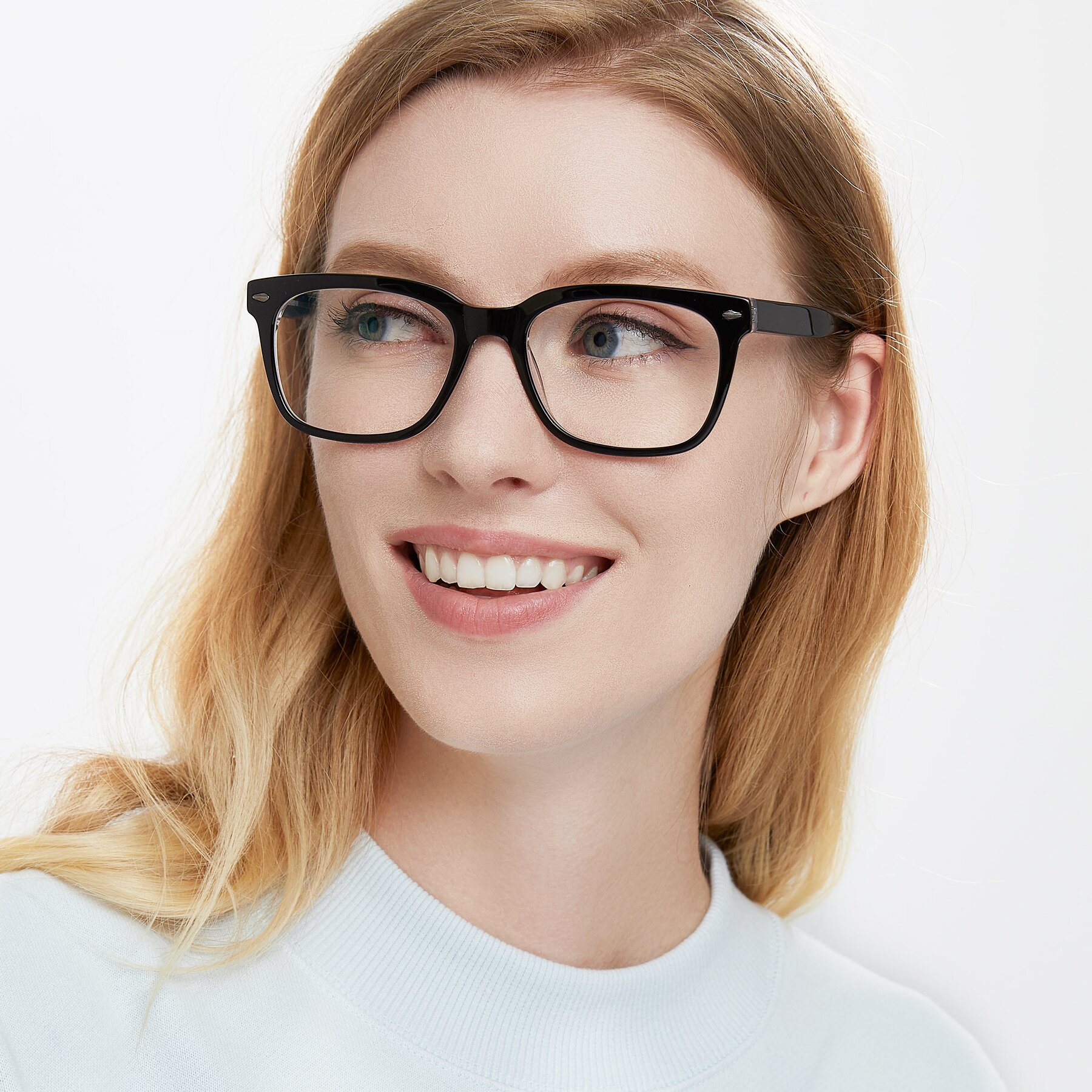 Women's lifestyle photography of 1052 in Black-Clear with Clear Reading Eyeglass Lenses
