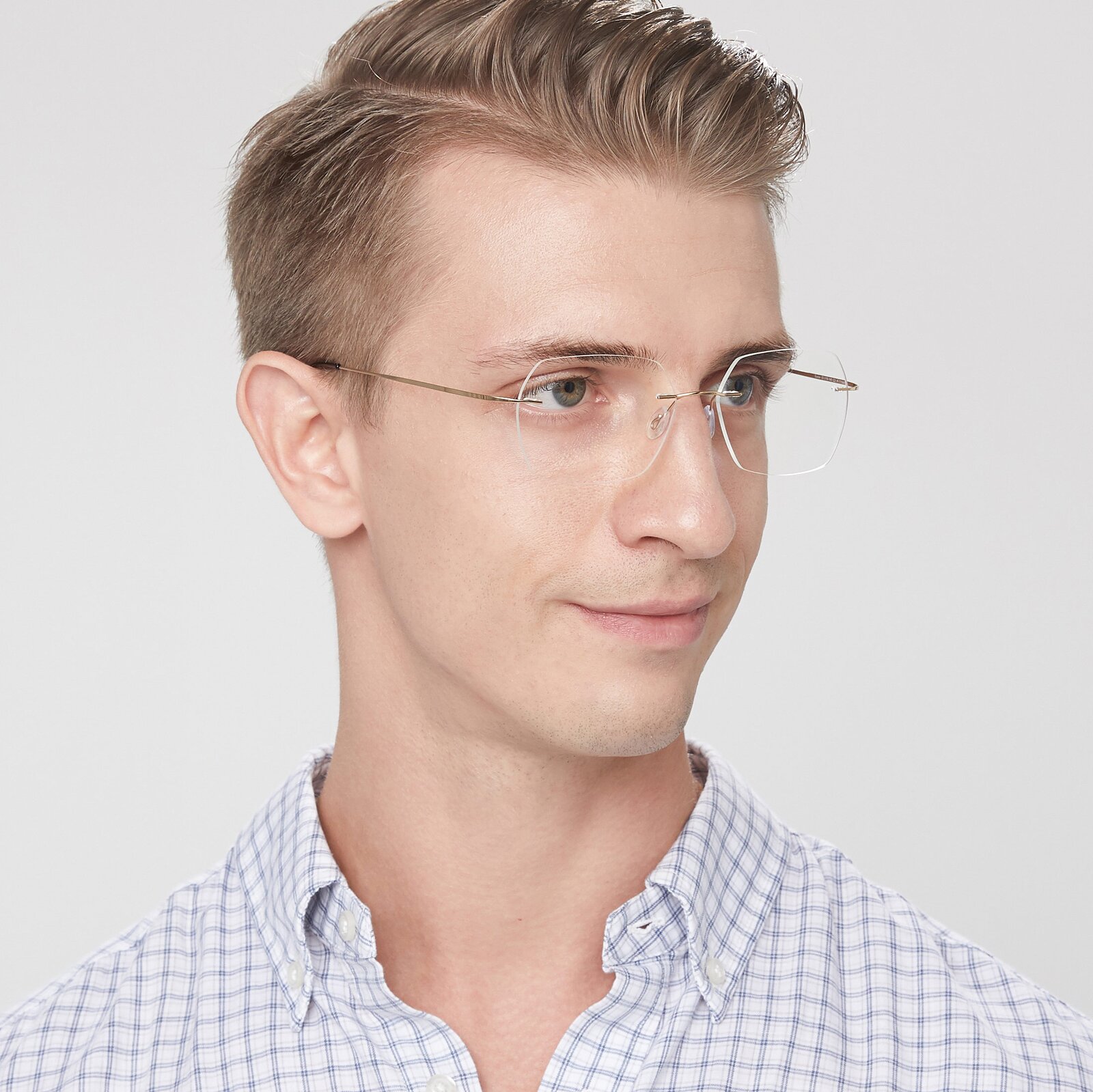 Gold Flexible Geometric Rimless Blue Light Glasses - Space