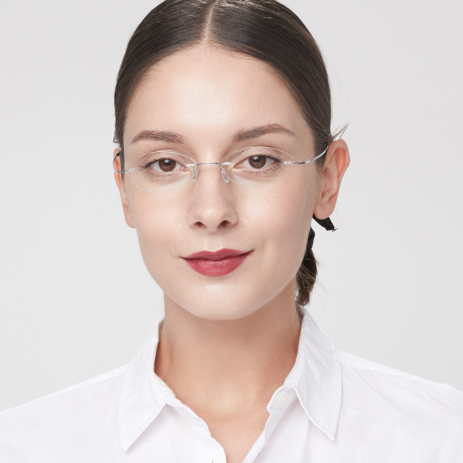 Silver Flexible Oval Rimless Eyeglasses - Marv