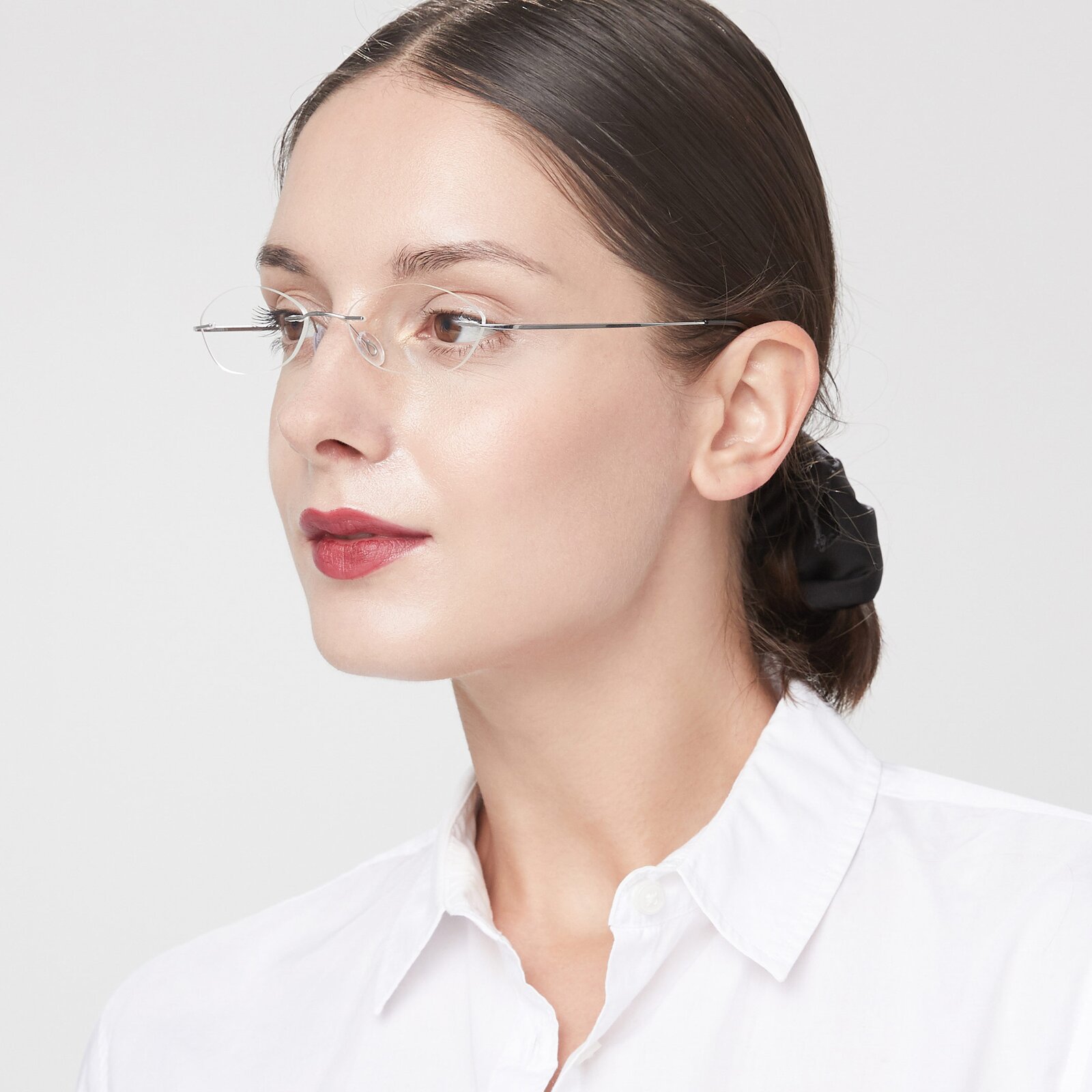 Silver Flexible Oval Rimless Eyeglasses - Marv