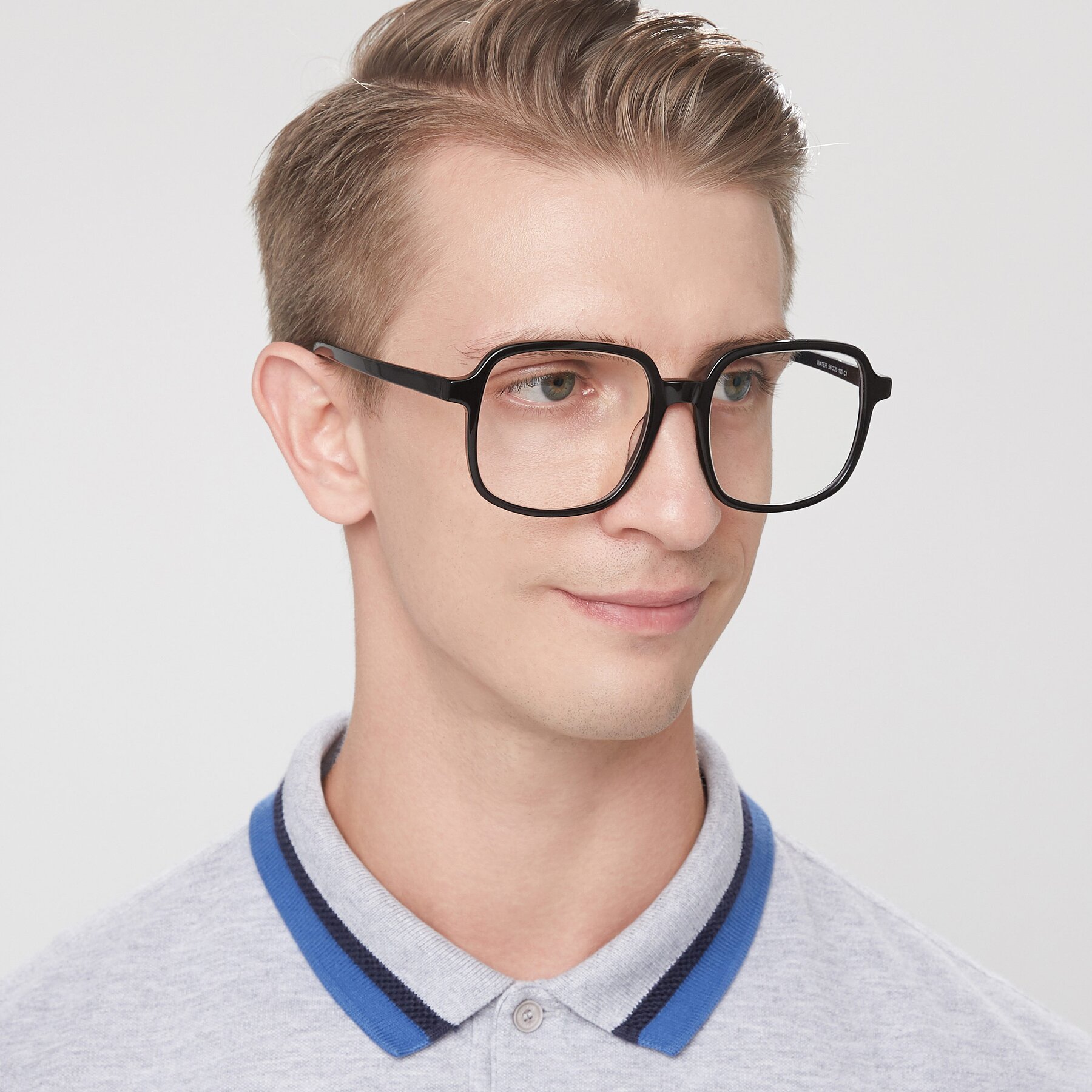 Men's lifestyle photography of Water in Black with Clear Eyeglass Lenses