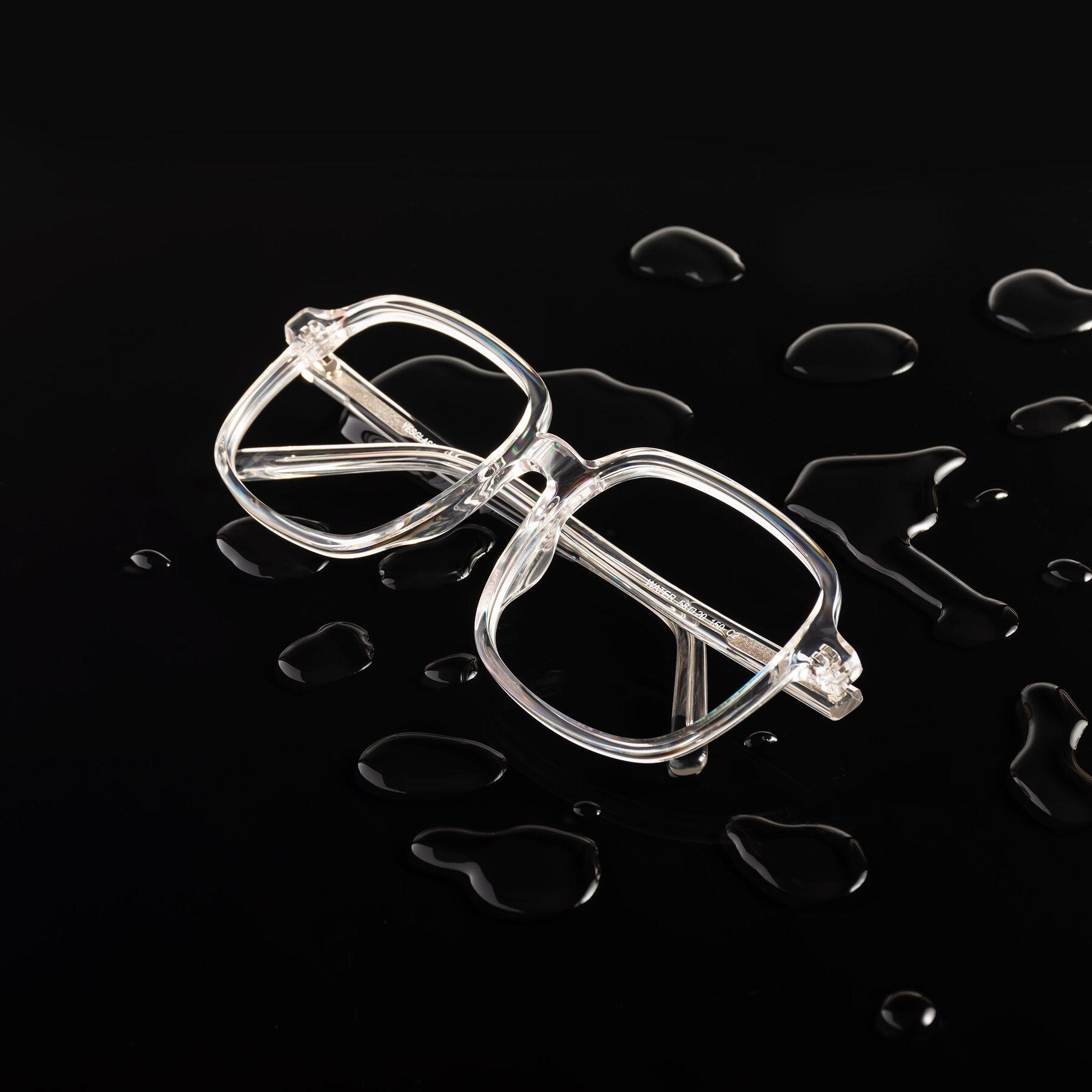 Clear Hipster Oversized Acetate Square Eyeglasses Water