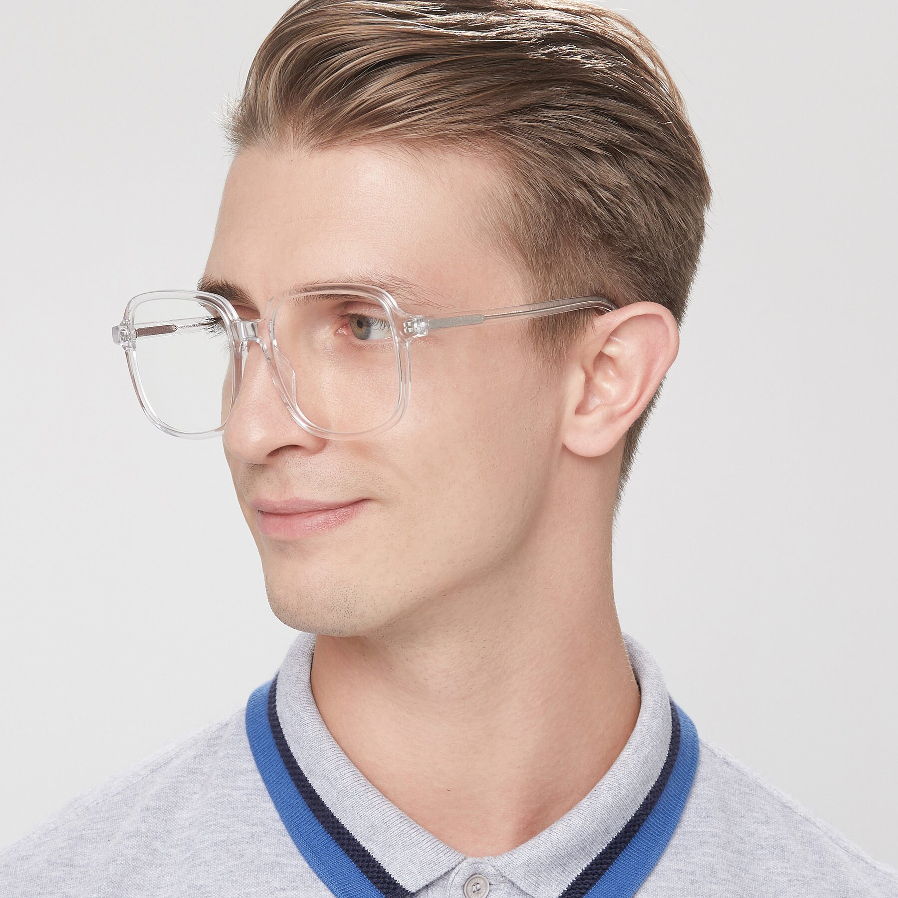 Hipster Oversized Square Eyeglasses - Water