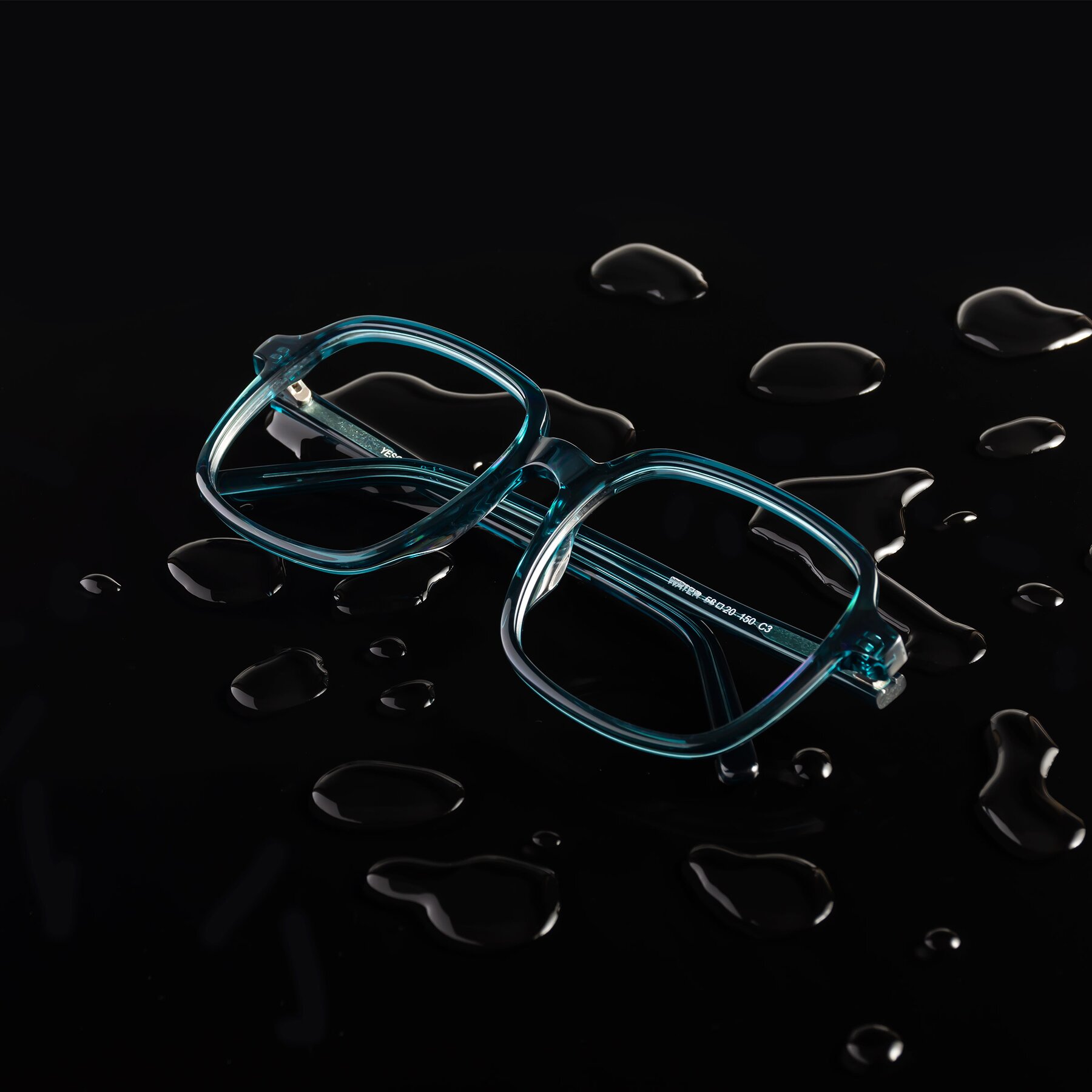 Lifestyle photography #1 of Water in Transparent Cyan with Clear Eyeglass Lenses