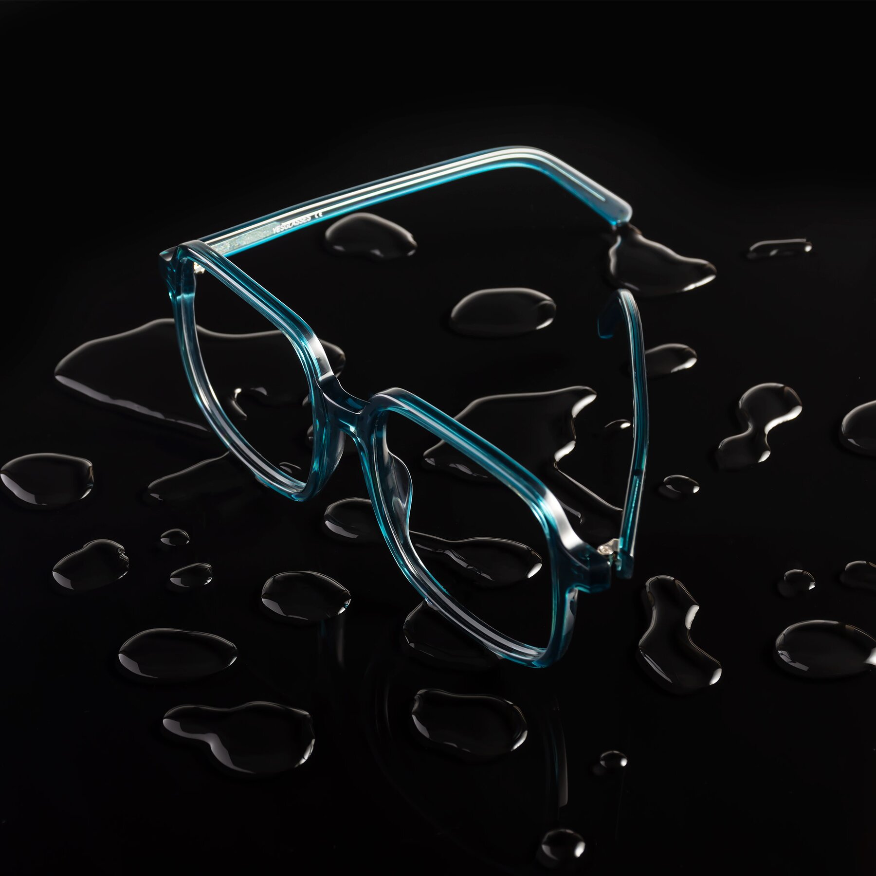 Lifestyle photography #2 of Water in Transparent Cyan with Clear Eyeglass Lenses