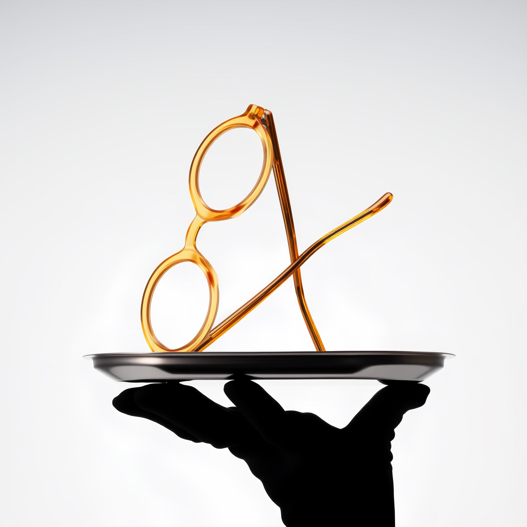 Lifestyle photography #1 of Chaplin in Orange with Clear Eyeglass Lenses