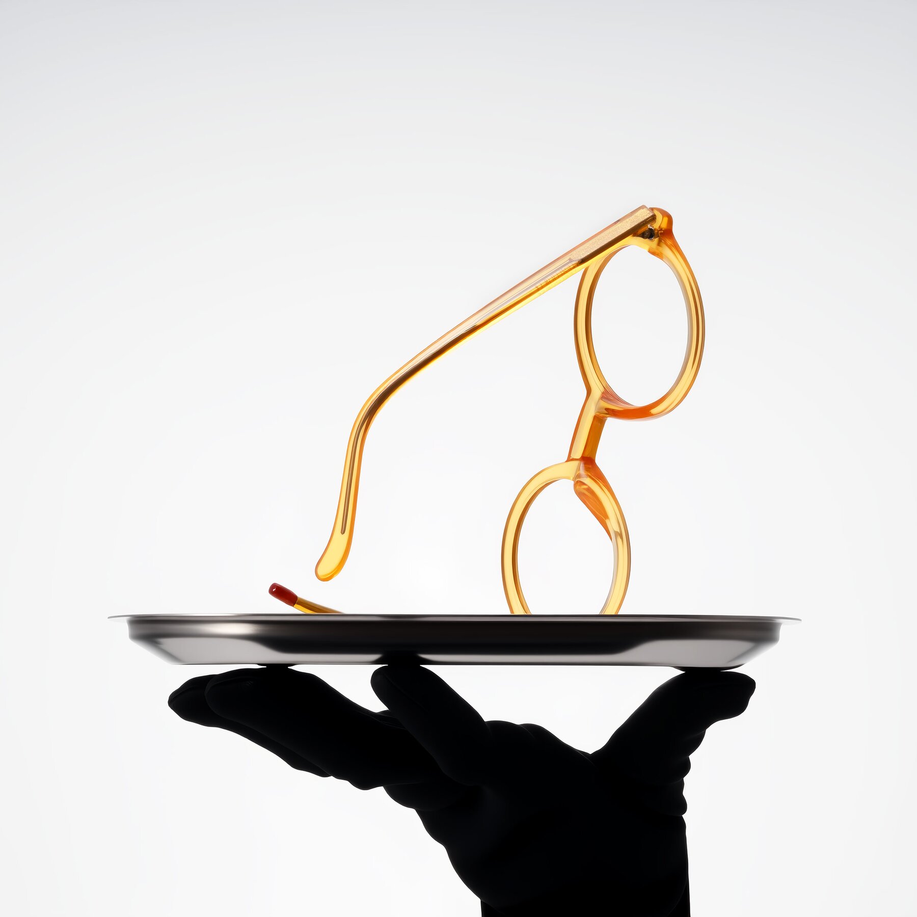 Lifestyle photography #2 of Chaplin in Orange with Clear Eyeglass Lenses