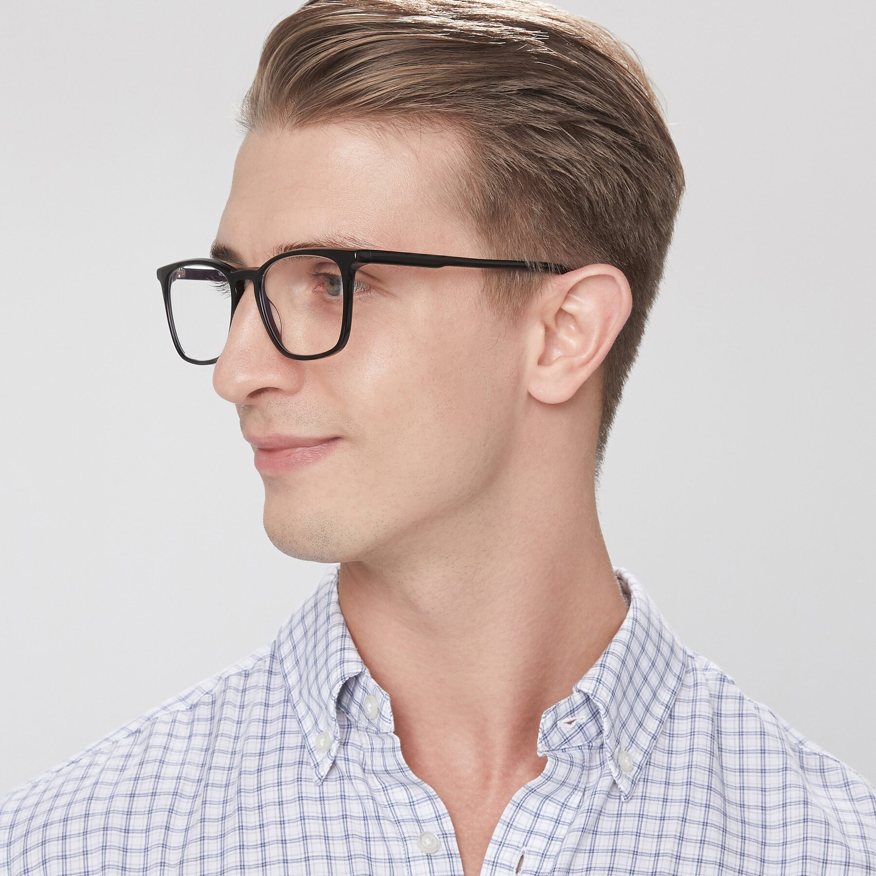 Men's lifestyle photography of Vigor in Black with Clear Eyeglass Lenses