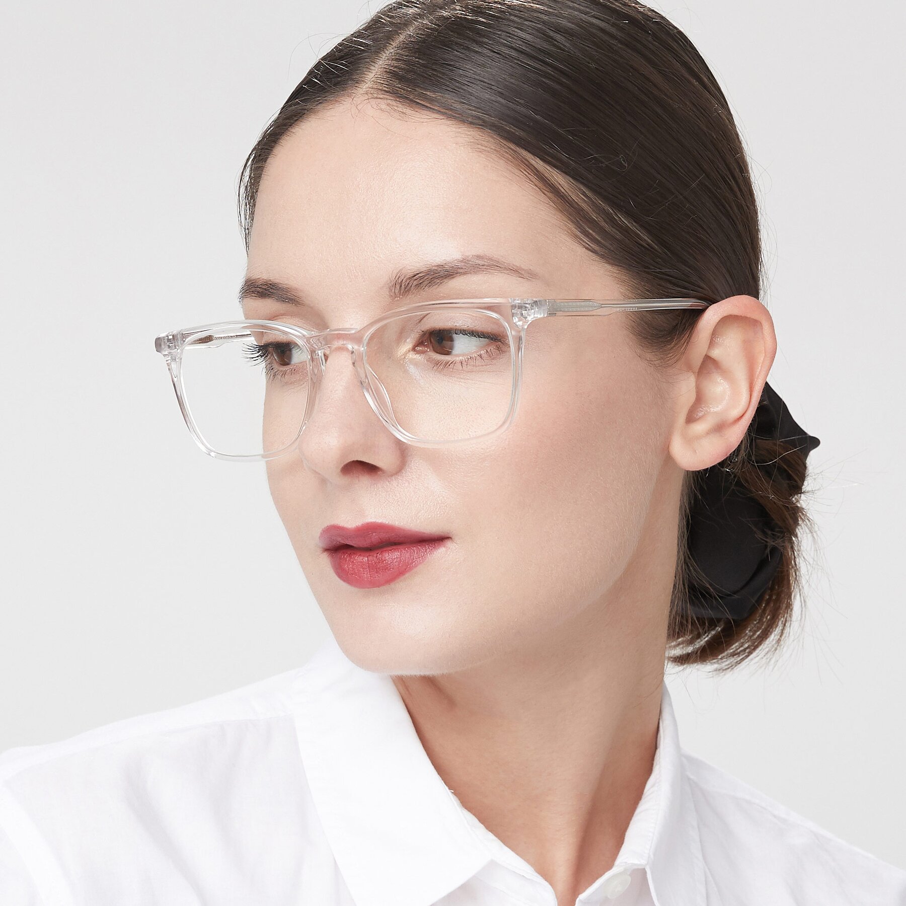 Women's lifestyle photography of Vigor in Clear with Clear Eyeglass Lenses