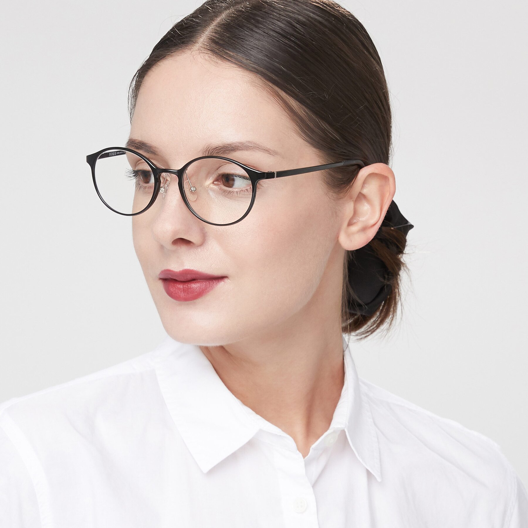 Women's lifestyle photography of S7039 in Black with Clear Reading Eyeglass Lenses