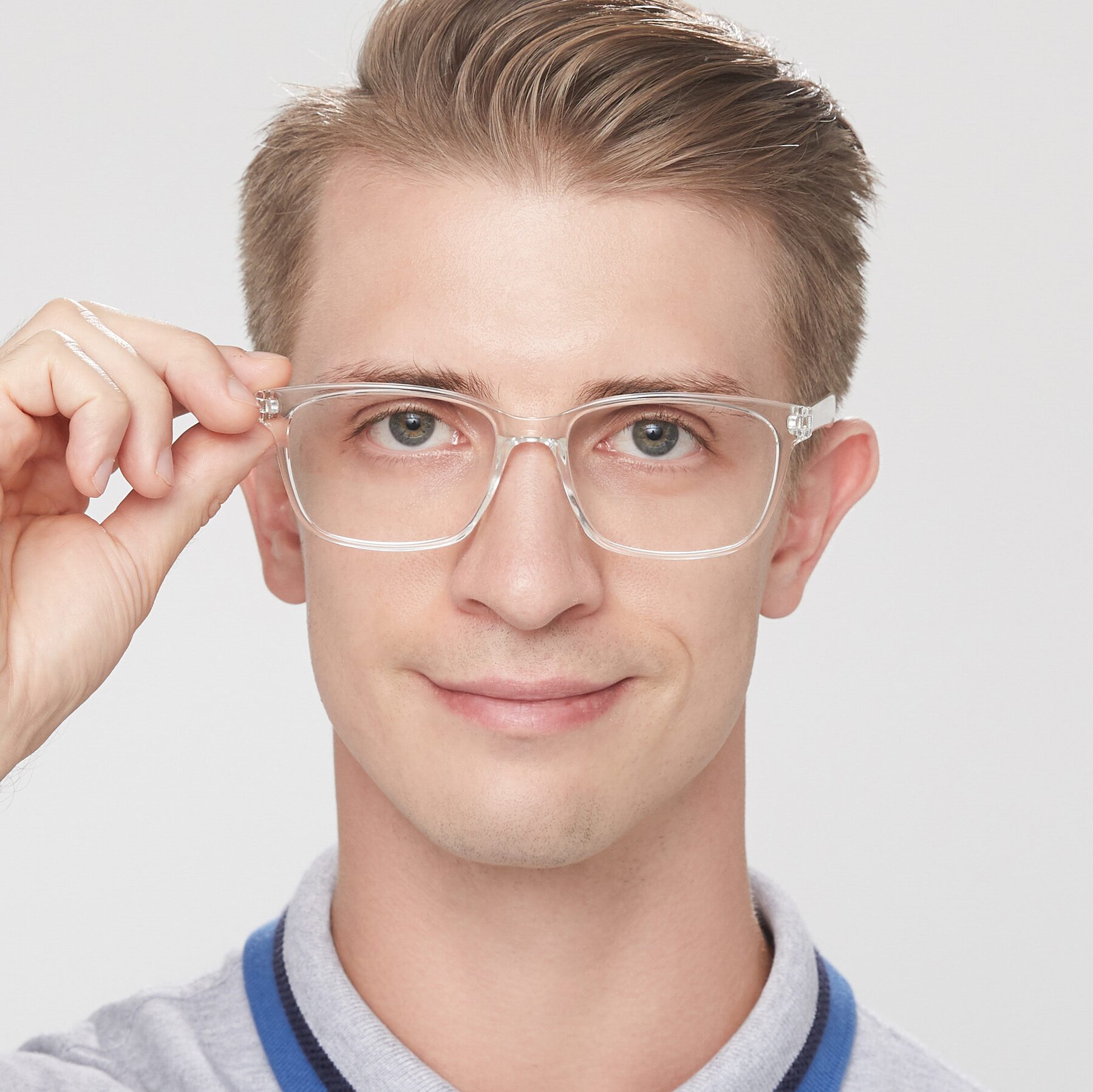 Men's lifestyle photography of 8206 in Clear with Clear Eyeglass Lenses