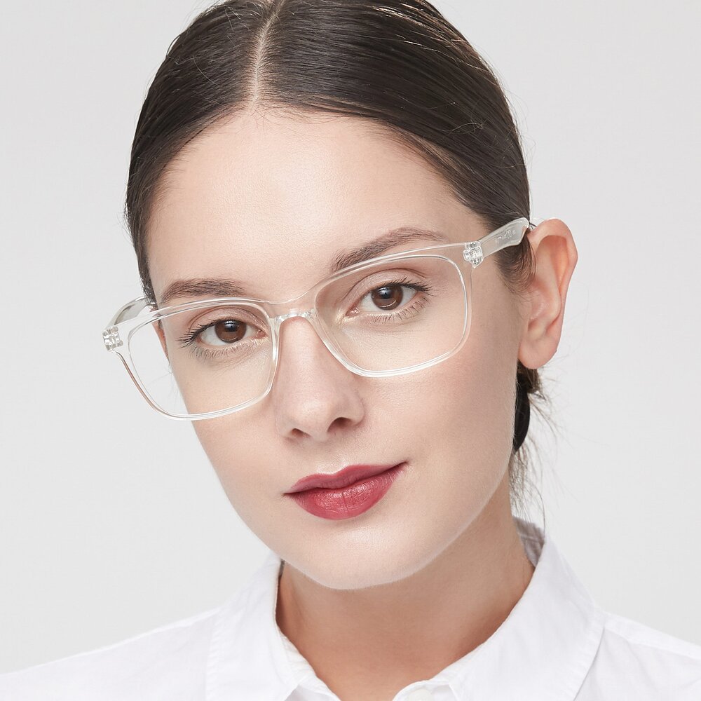 Clear Low Bridge Fit TR90 Trapezoid Eyeglasses 8206