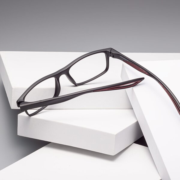 Matte Black/Wine Classic TR90 Rectangle Eyeglasses - Bill