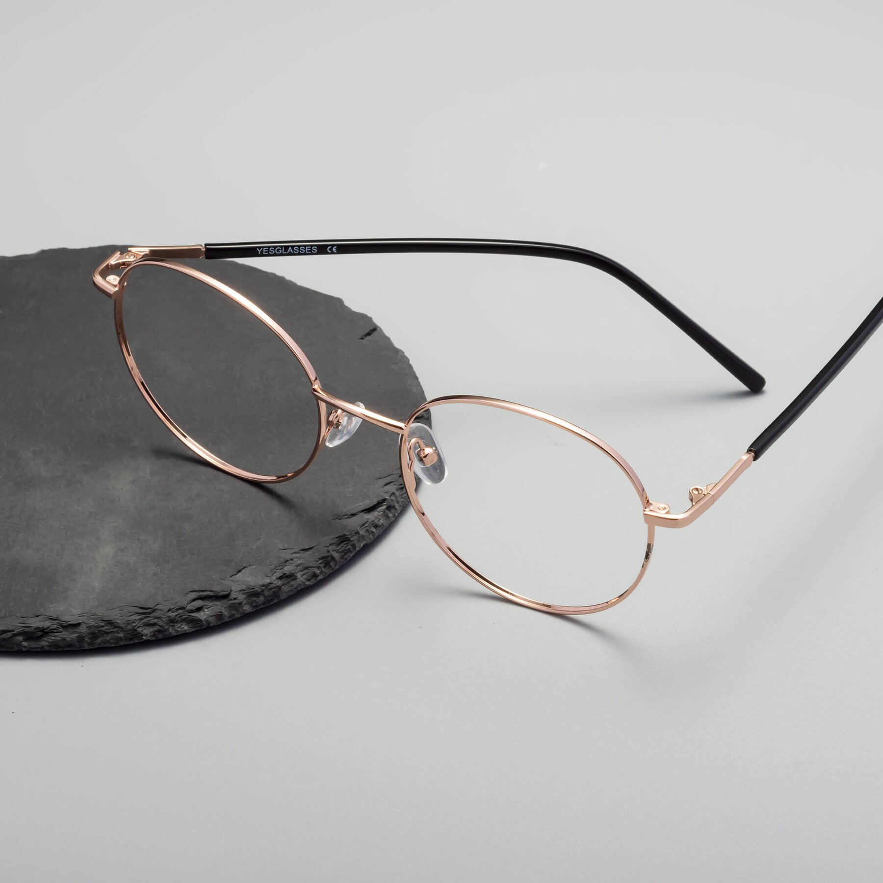 Women's lifestyle photography #2 of Cosmos in Rose Gold with Clear Blue Light Blocking Lenses