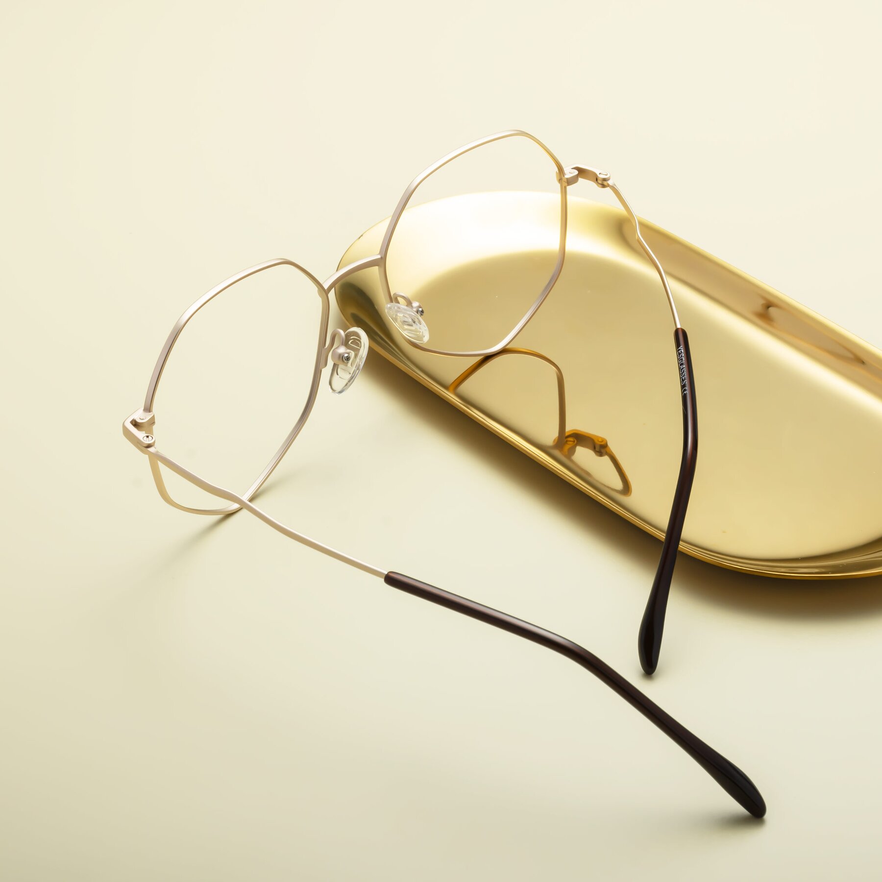 Lifestyle photography #2 of Sunshine in Light Gold with Clear Reading Eyeglass Lenses