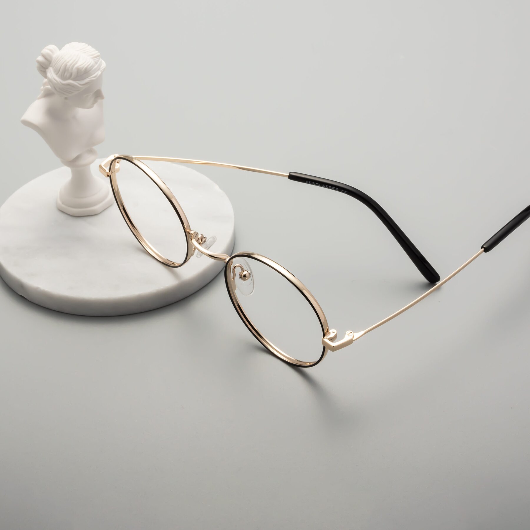 Lifestyle photography #2 of Moore in Black-Gold with Clear Reading Eyeglass Lenses