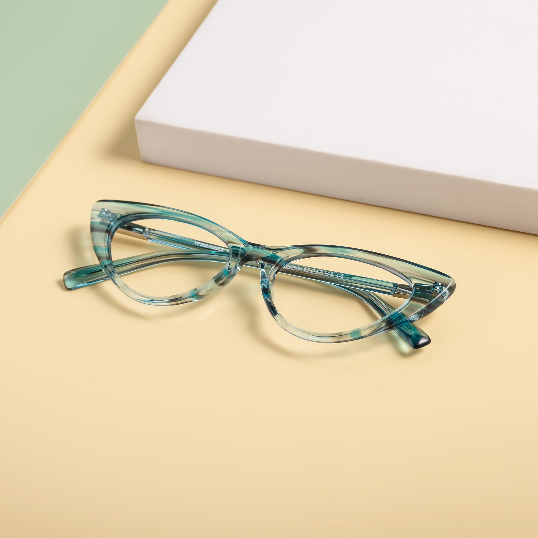 Lifestyle photography #1 of Sparks in Cyan Striped with Clear Eyeglass Lenses