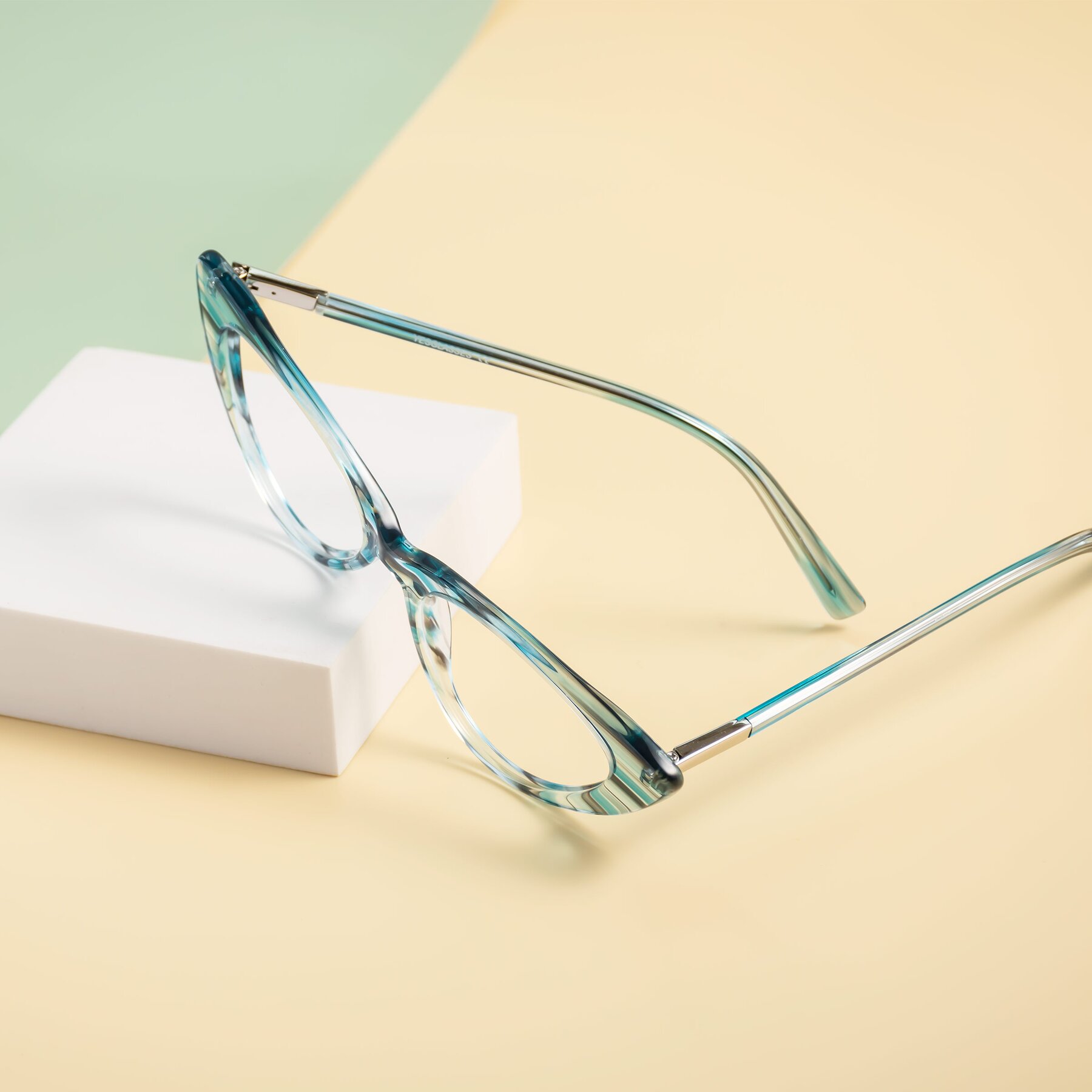 Lifestyle photography #2 of Sparks in Cyan Striped with Clear Reading Eyeglass Lenses