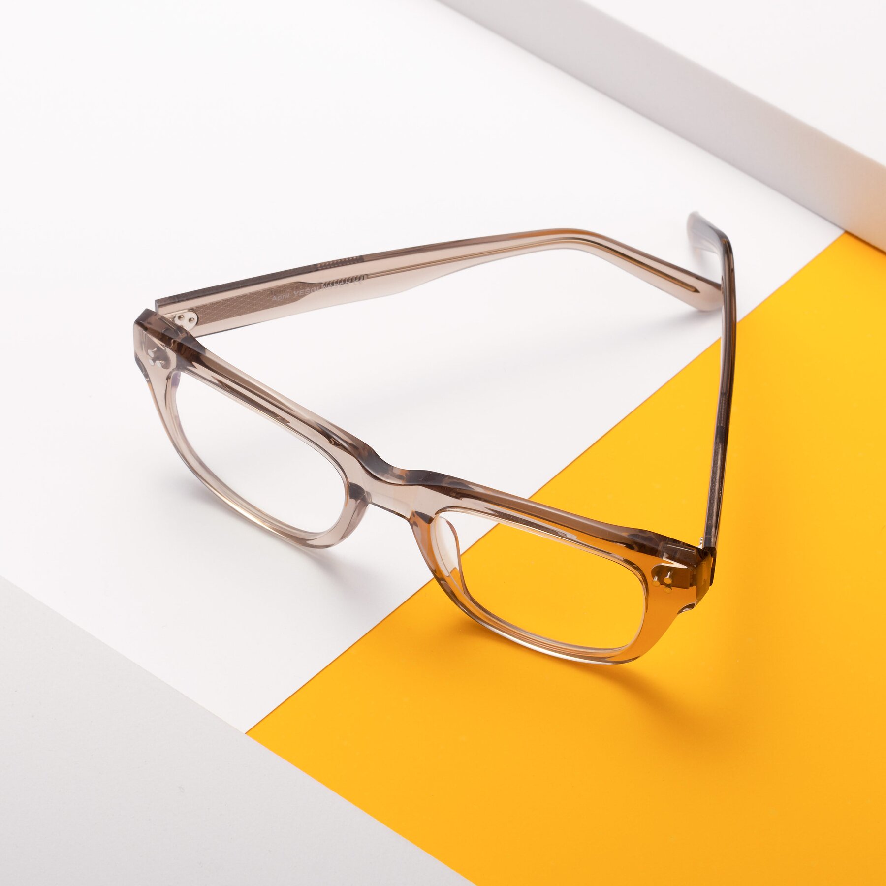 Lifestyle photography #2 of April in Amber with Clear Reading Eyeglass Lenses