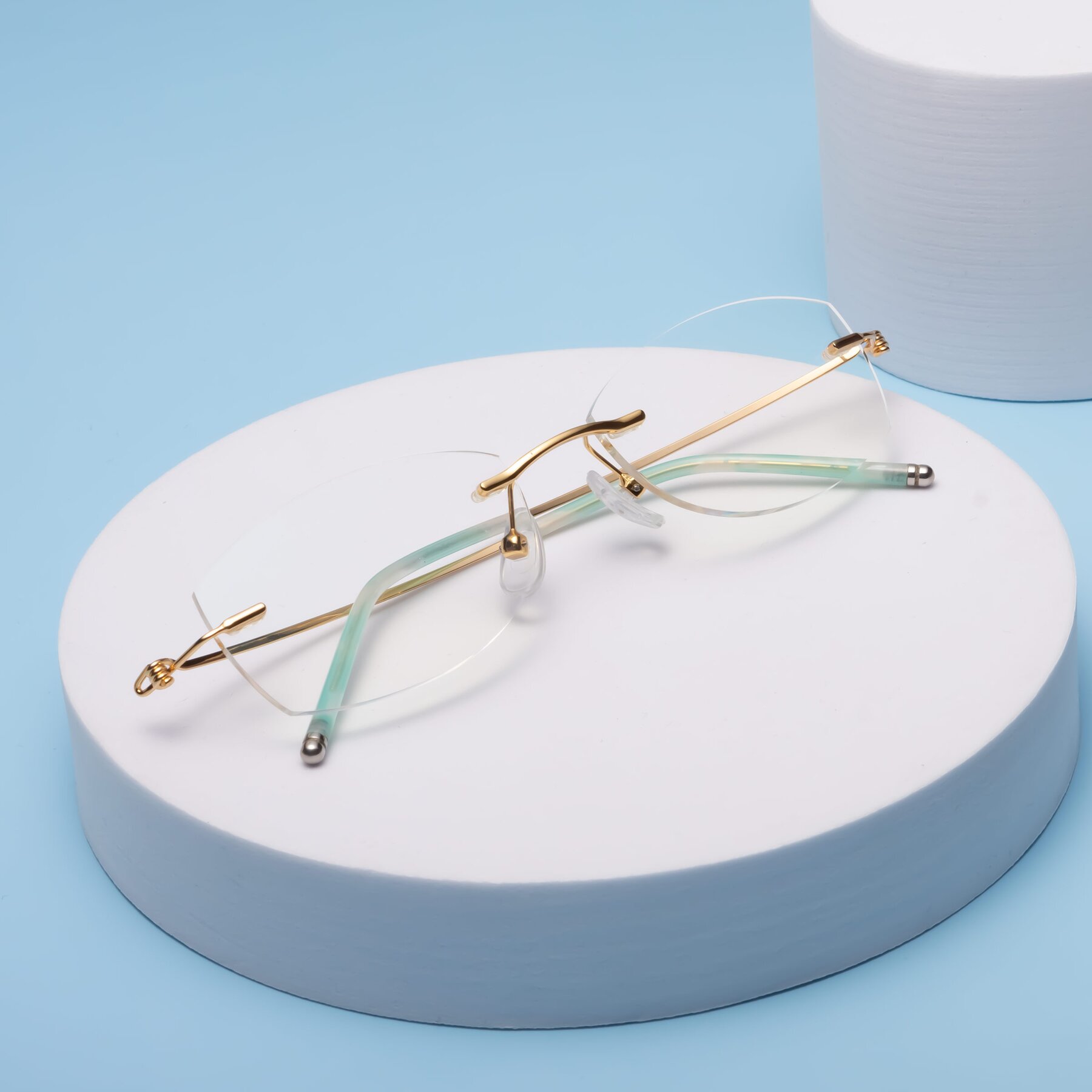 Women's lifestyle photography #1 of 8587A in Gold-Green with Clear Blue Light Blocking Lenses