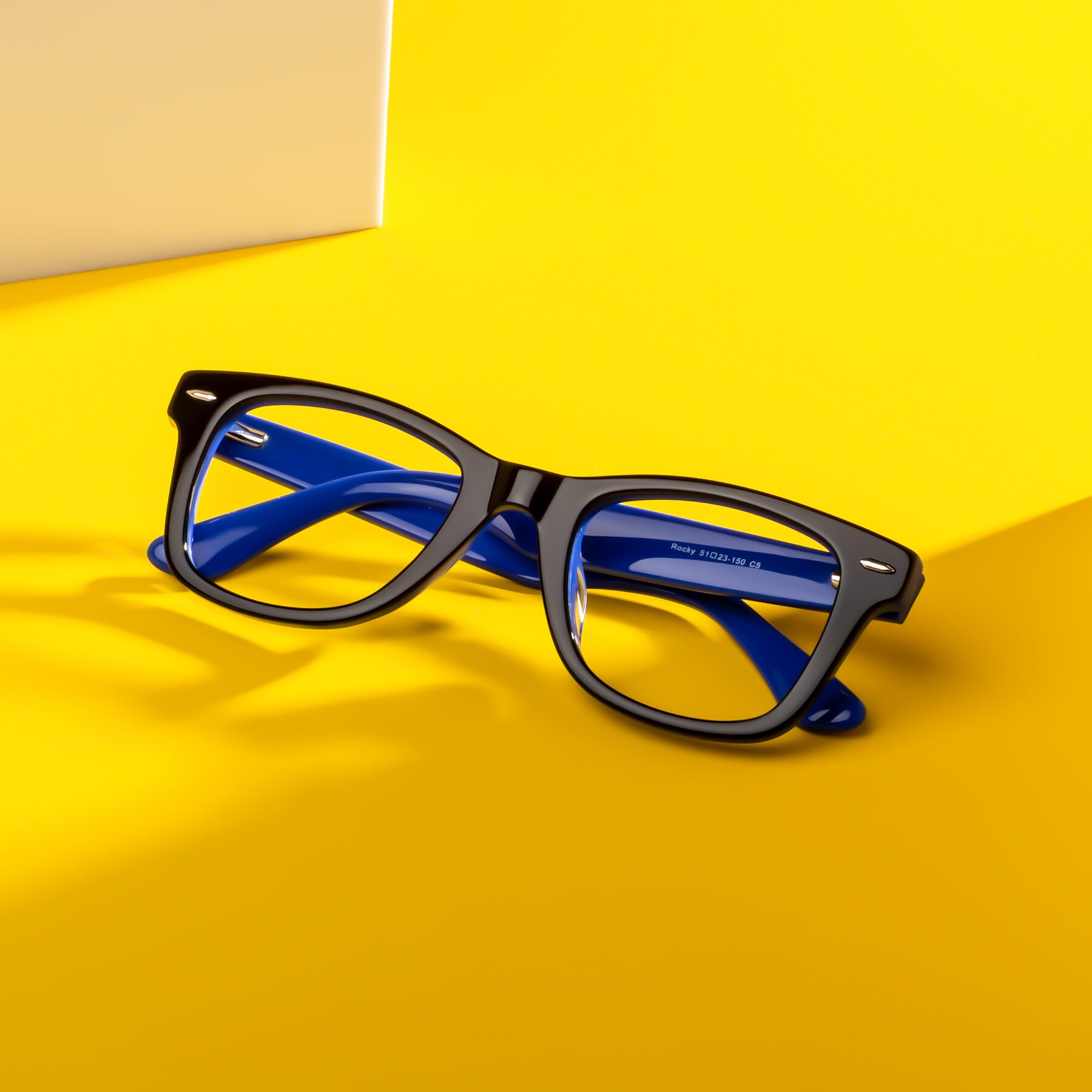 Lifestyle photography #1 of Rocky in Black-Blue with Clear Reading Eyeglass Lenses