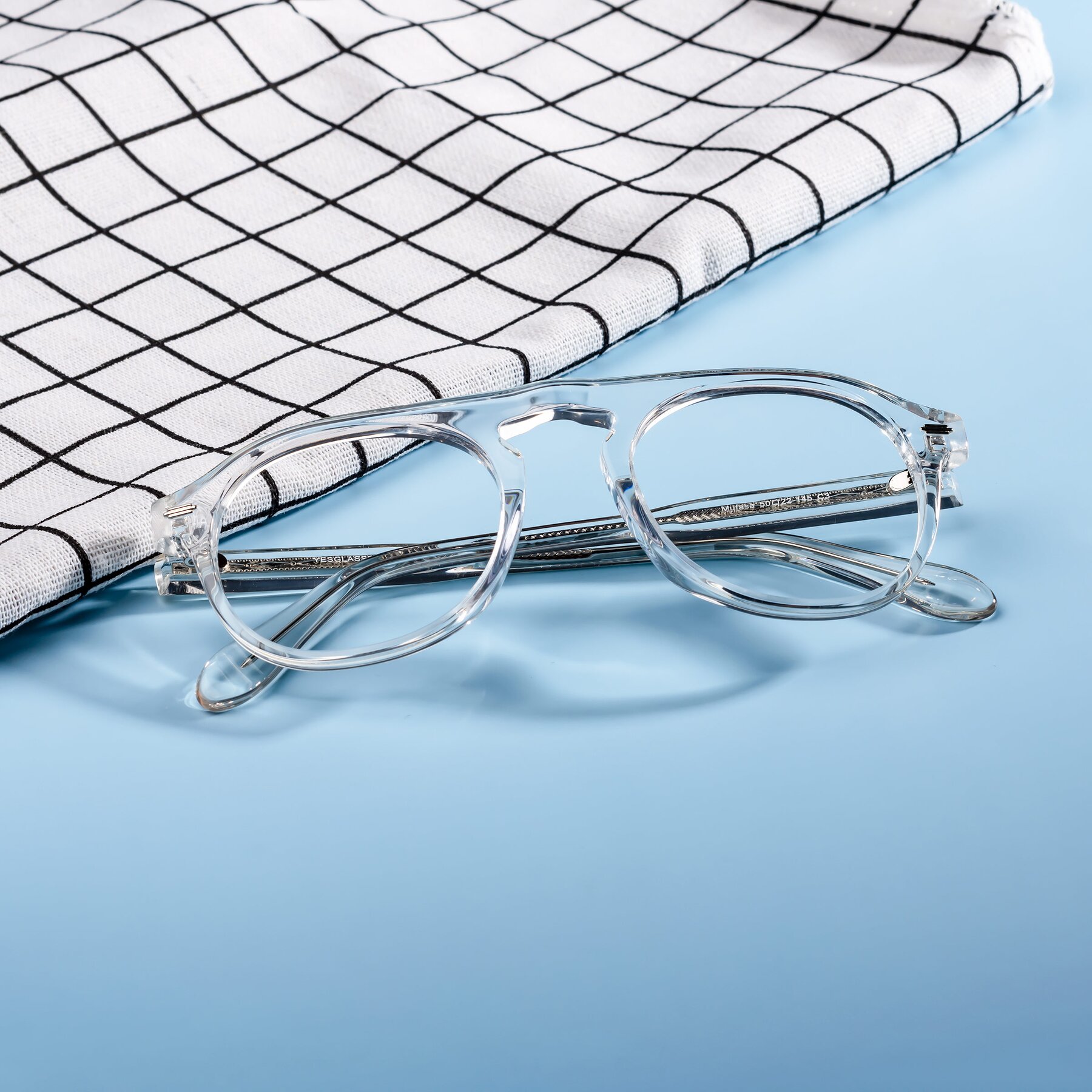 Clear Browline Wrap Around Grandpa Eyeglasses - Mufasa
