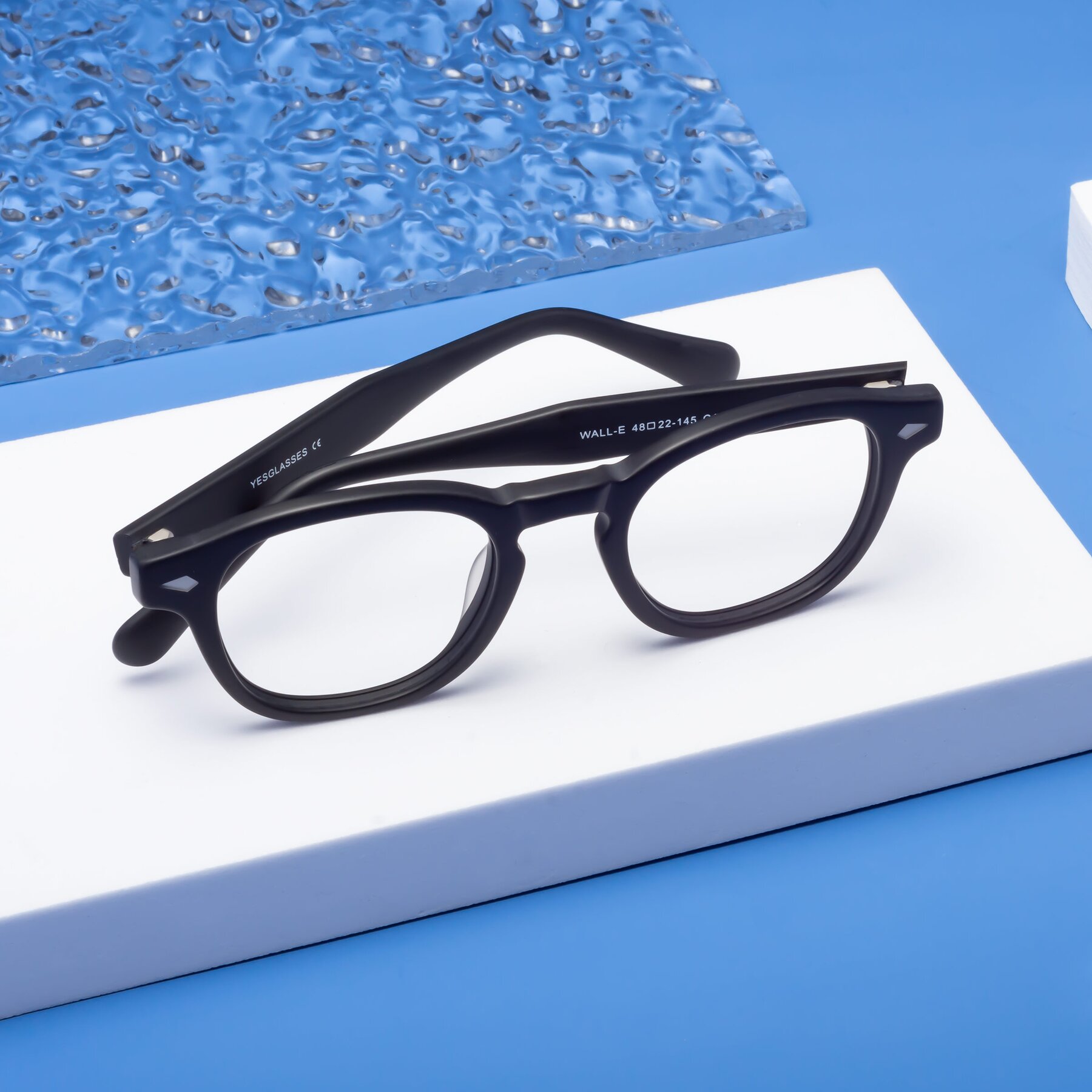 Lifestyle photography #1 of WALL-E in Matte Black with Clear Blue Light Blocking Lenses