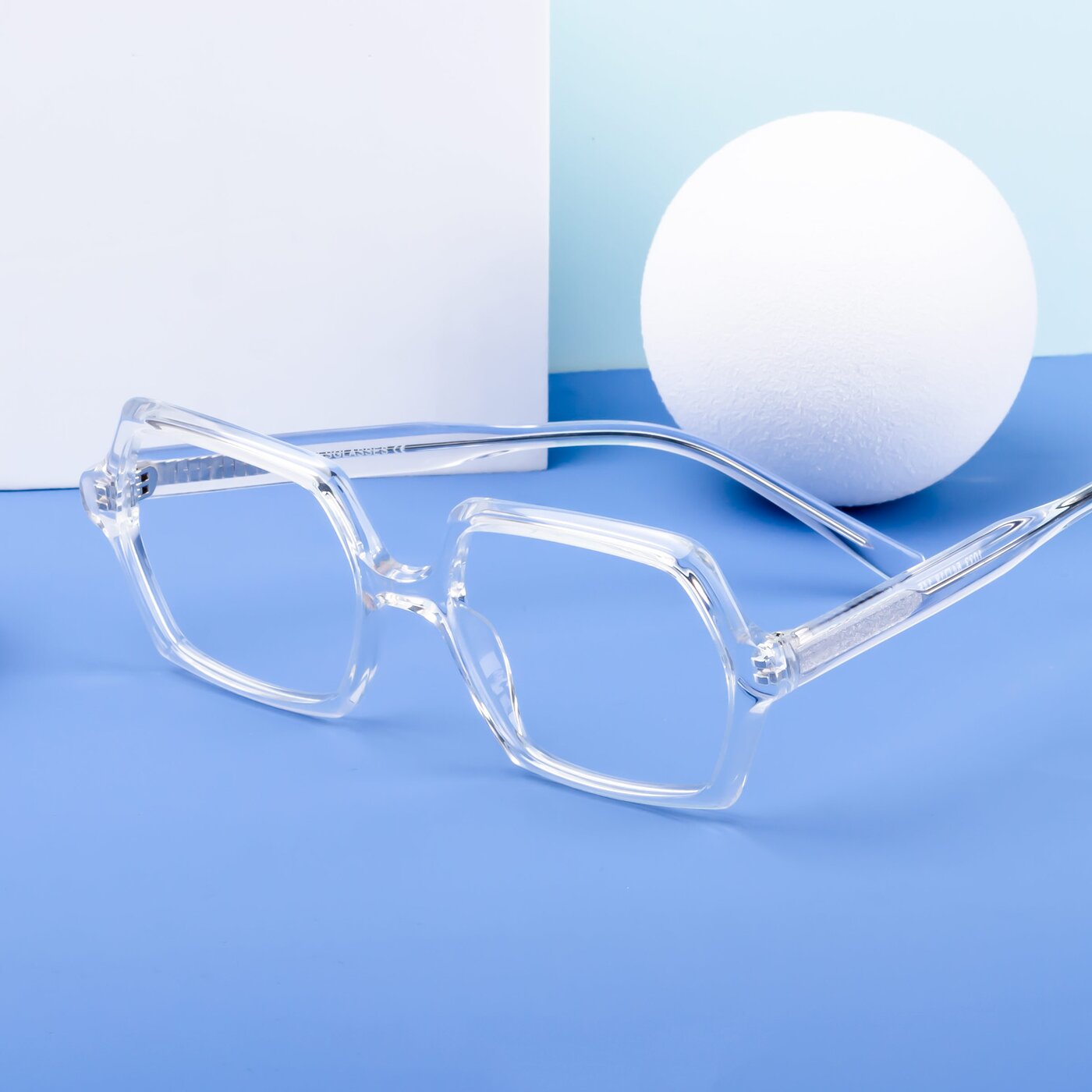 Clear Hipster Geometric Full-Rim Eyeglasses - Melanie