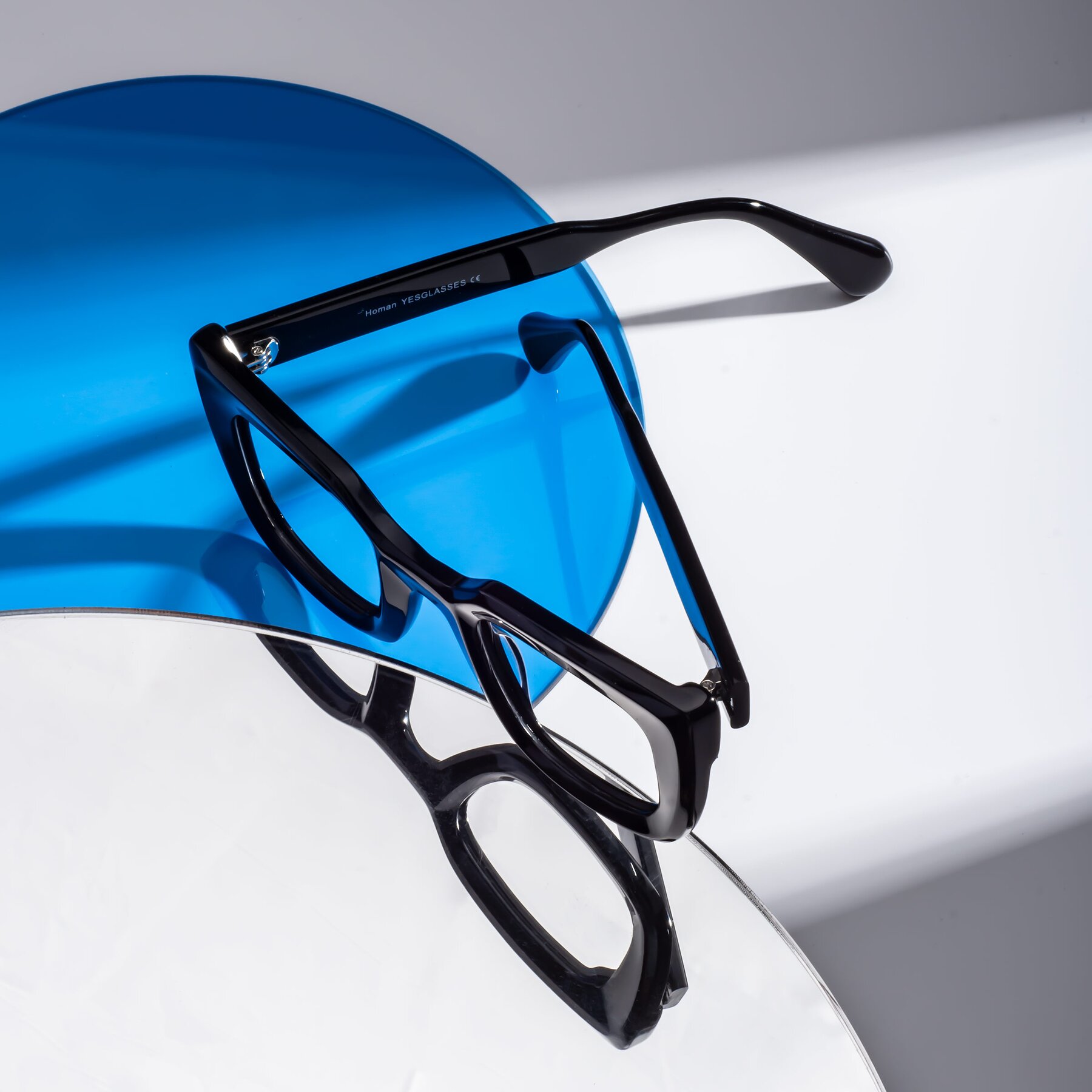 Lifestyle photography #2 of Homan in Black with Clear Blue Light Blocking Lenses