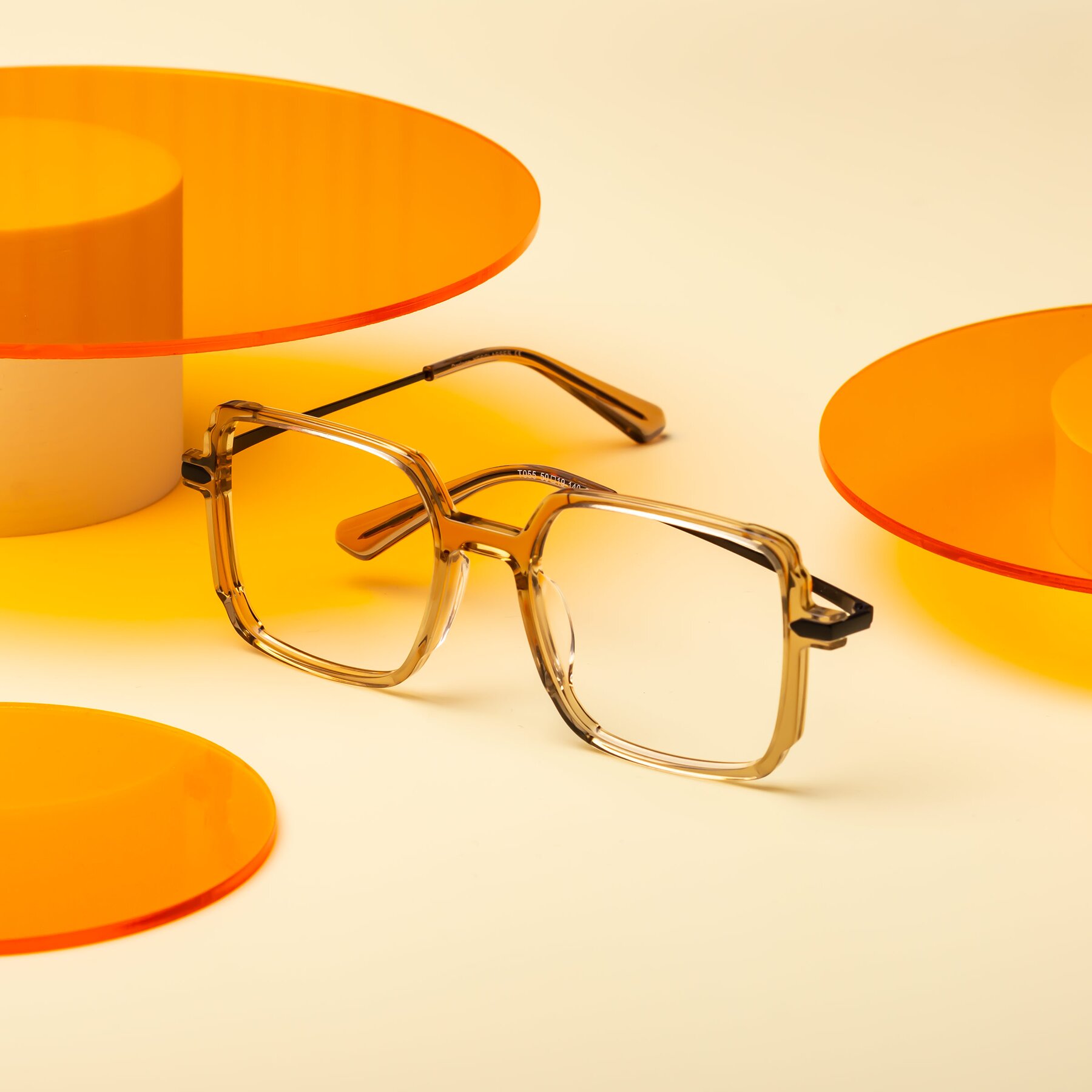 Lifestyle photography #1 of Darlene in Amber with Clear Reading Eyeglass Lenses