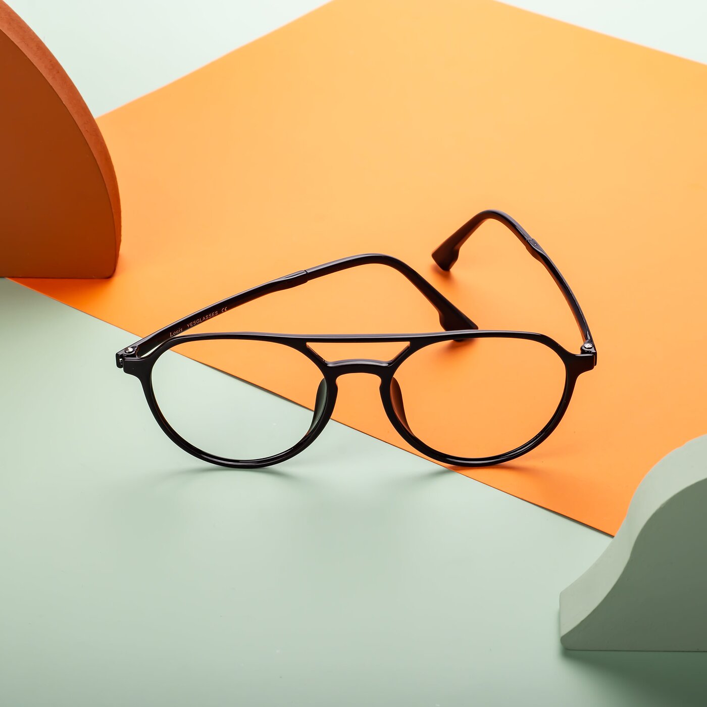 Black Double Bridge Low Bridge Fit Ultem Eyeglasses Louis