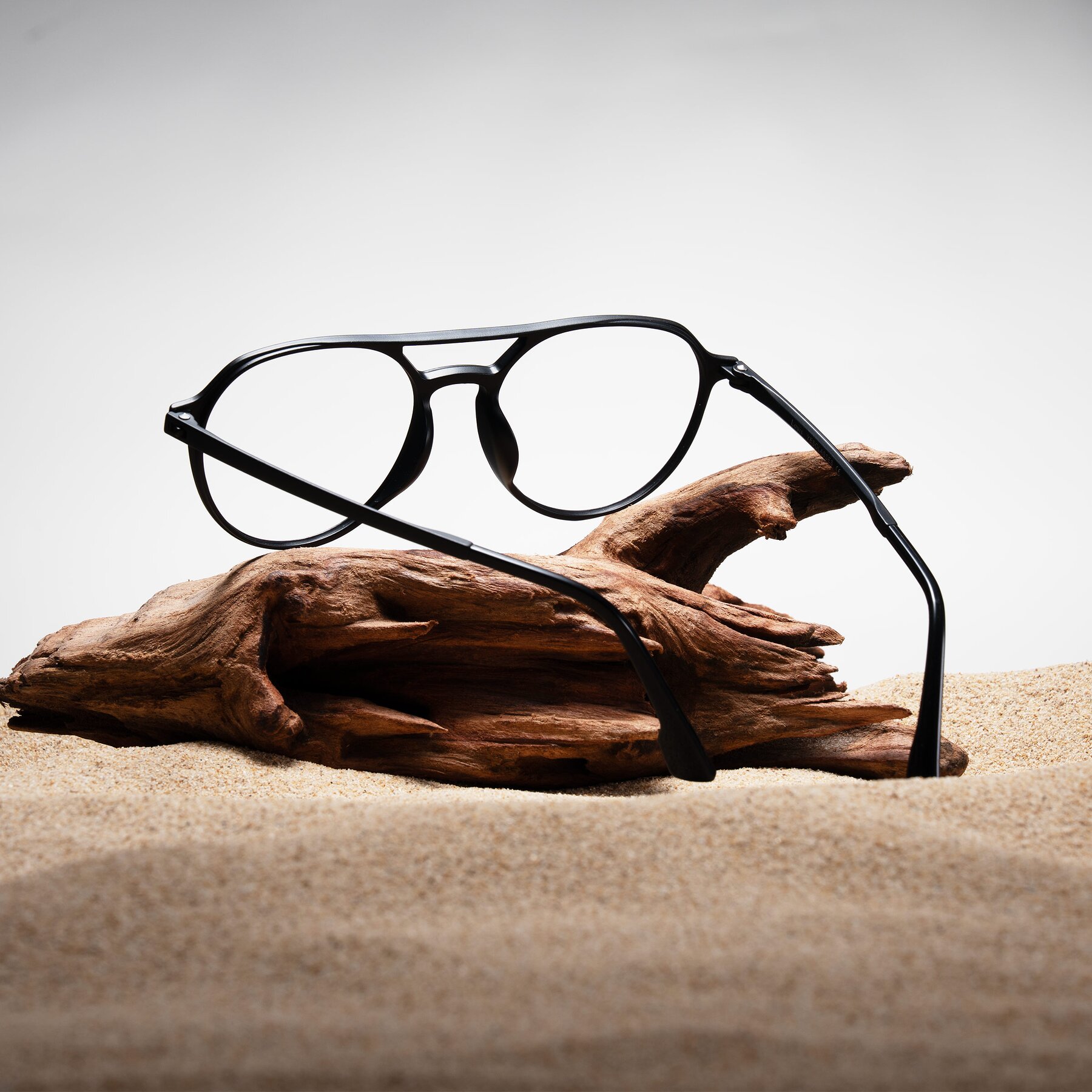 Lifestyle photography #1 of Louis in Matte Black with Clear Reading Eyeglass Lenses